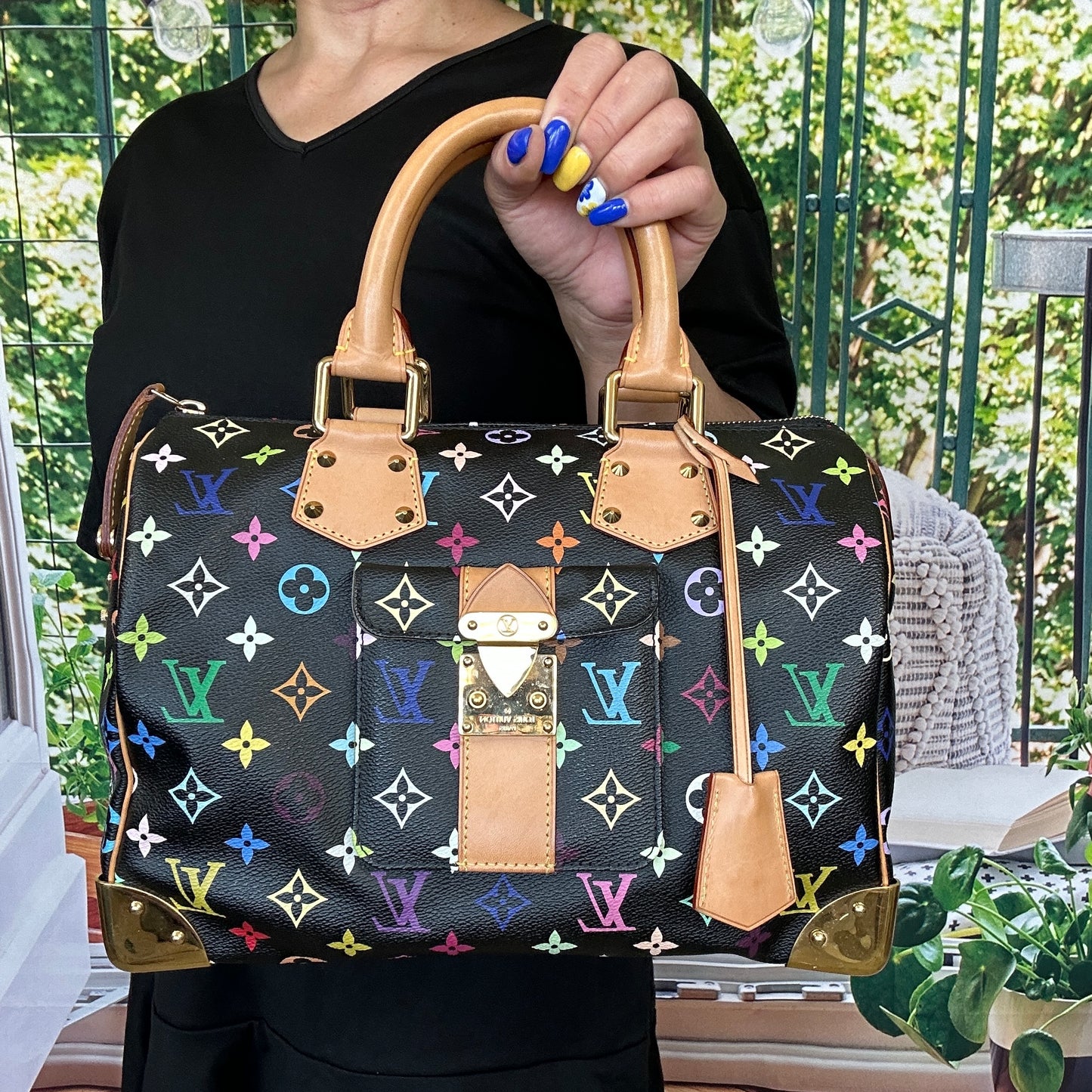 Louis Vuitton Murakami Black Multicolor Speedy 30