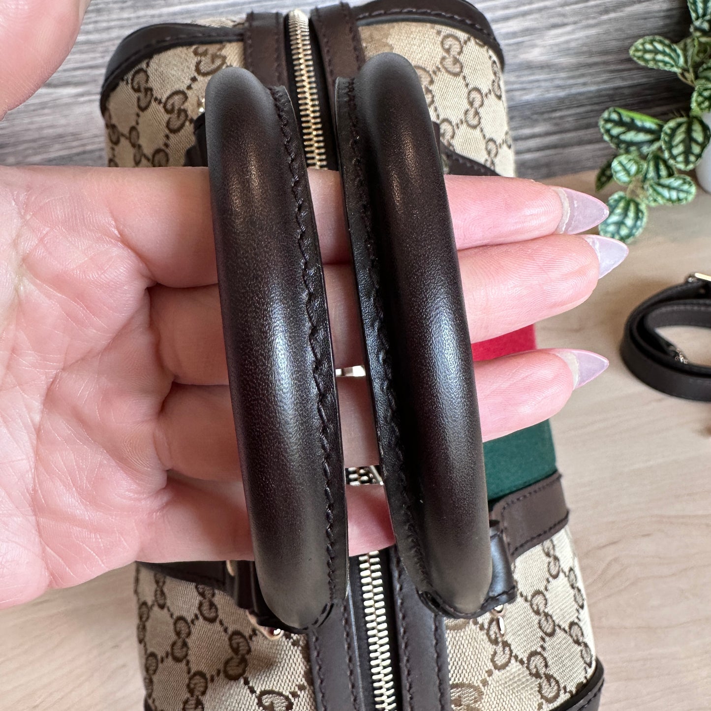 Gucci Original GG Small Boston Vintage Web Dark Brown
