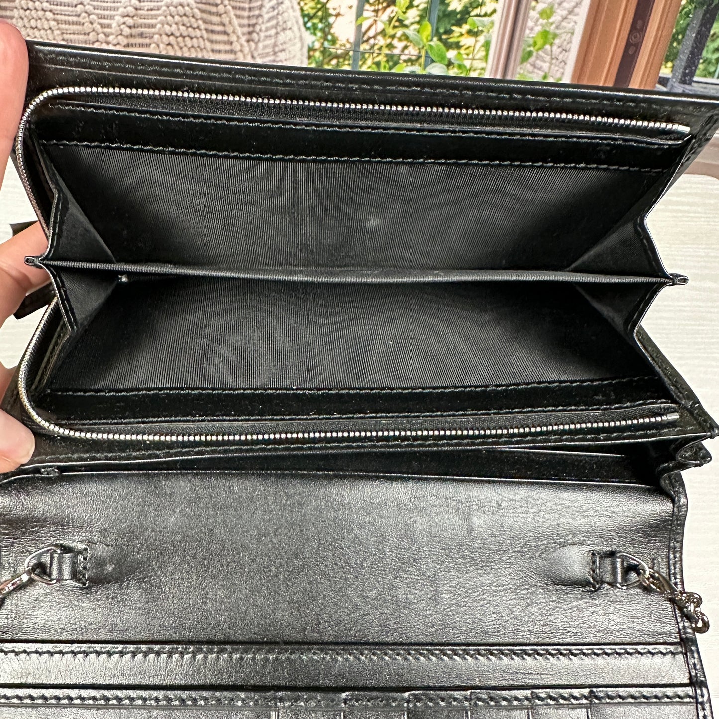 Gucci Black GG Imprime Coated Canvas Wallet on Chain