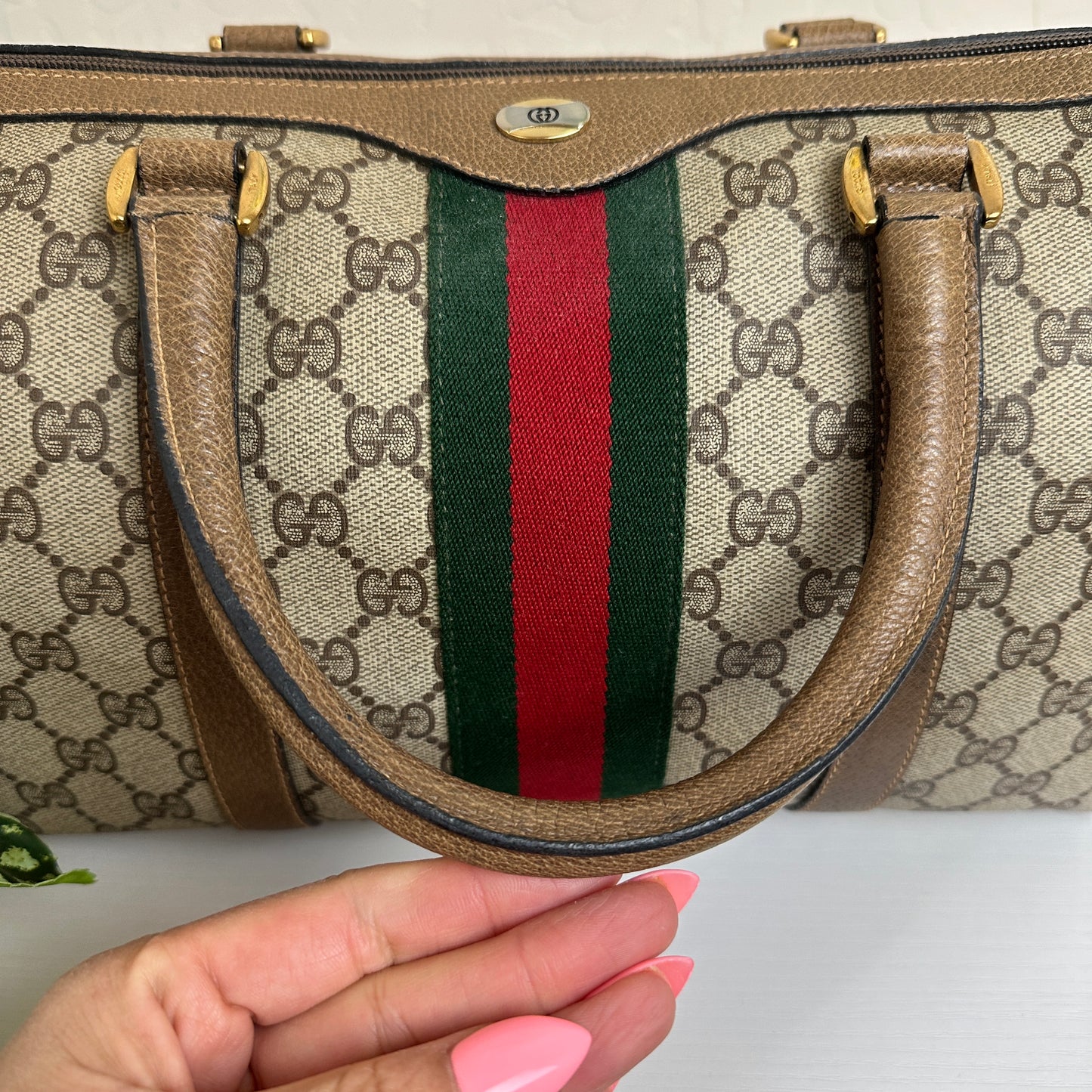 Gucci Vintage Supreme Sherry Boston Bag