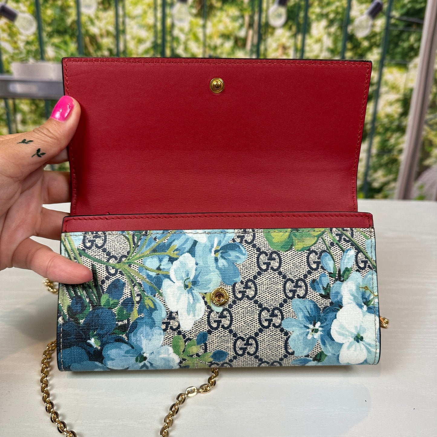 Gucci GG Supreme Blue Blooms Long Continental Wallet