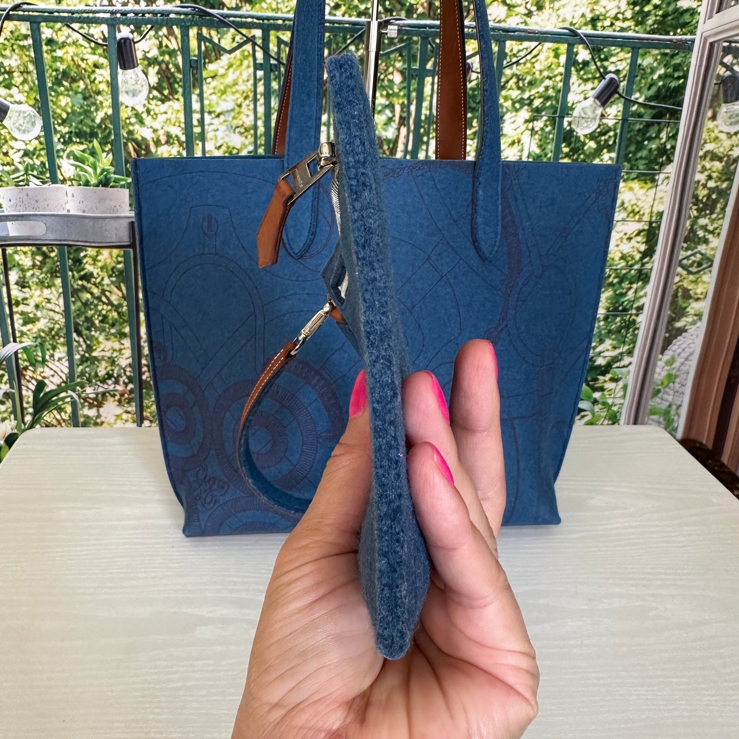 Hermes Blue Karimi MM Tote