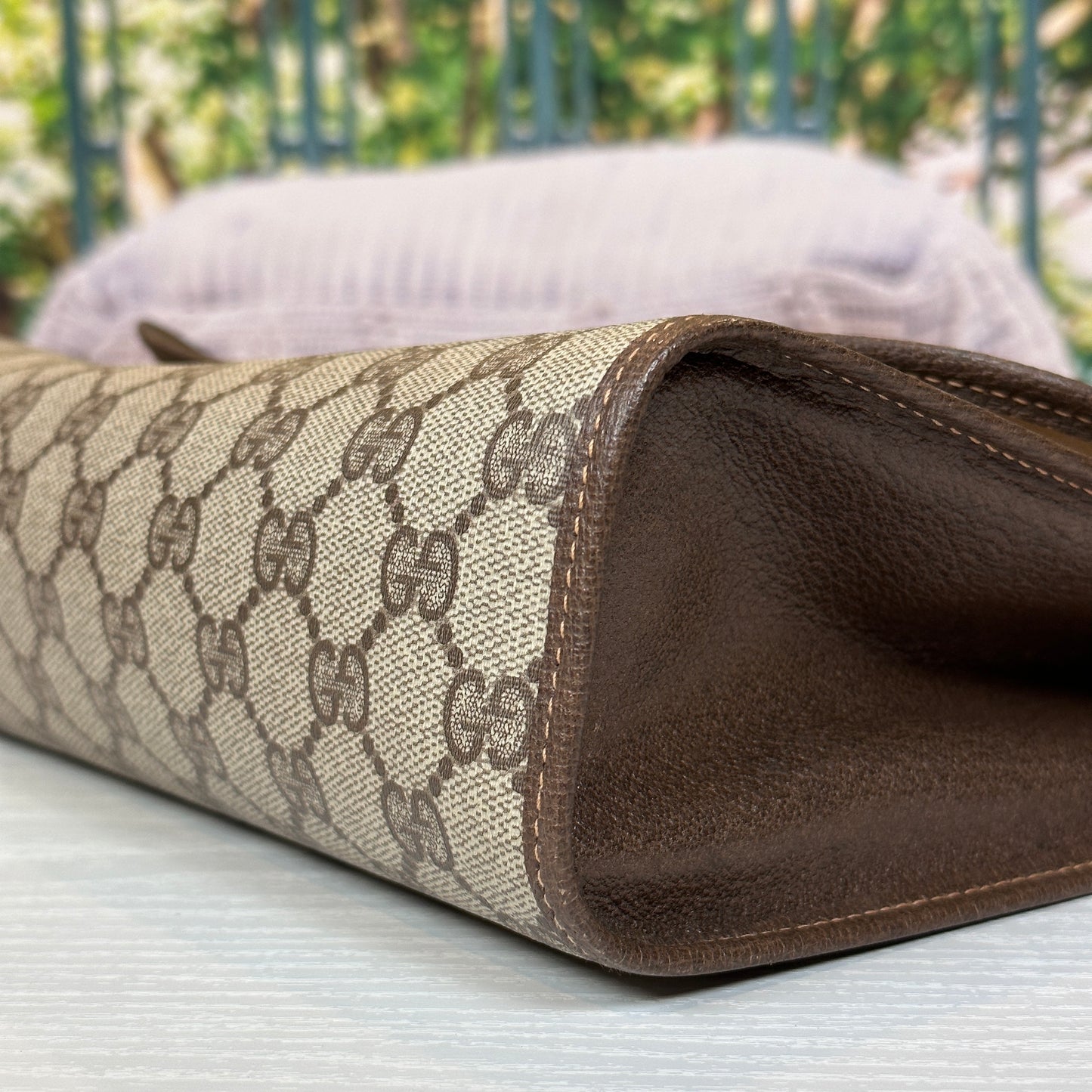 Gucci Brown GG Supreme Web Clutch Bag