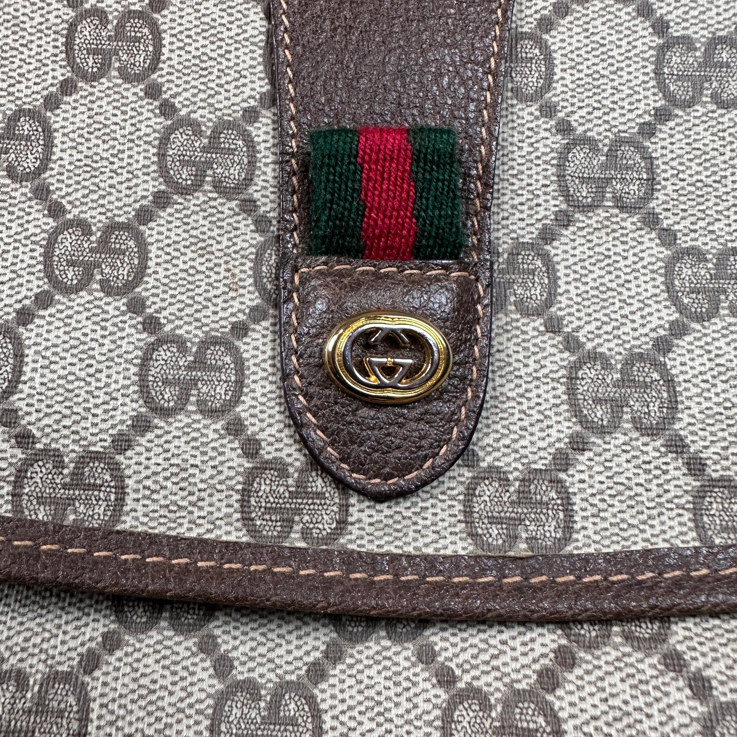 Gucci Brown GG Supreme Web Clutch Bag