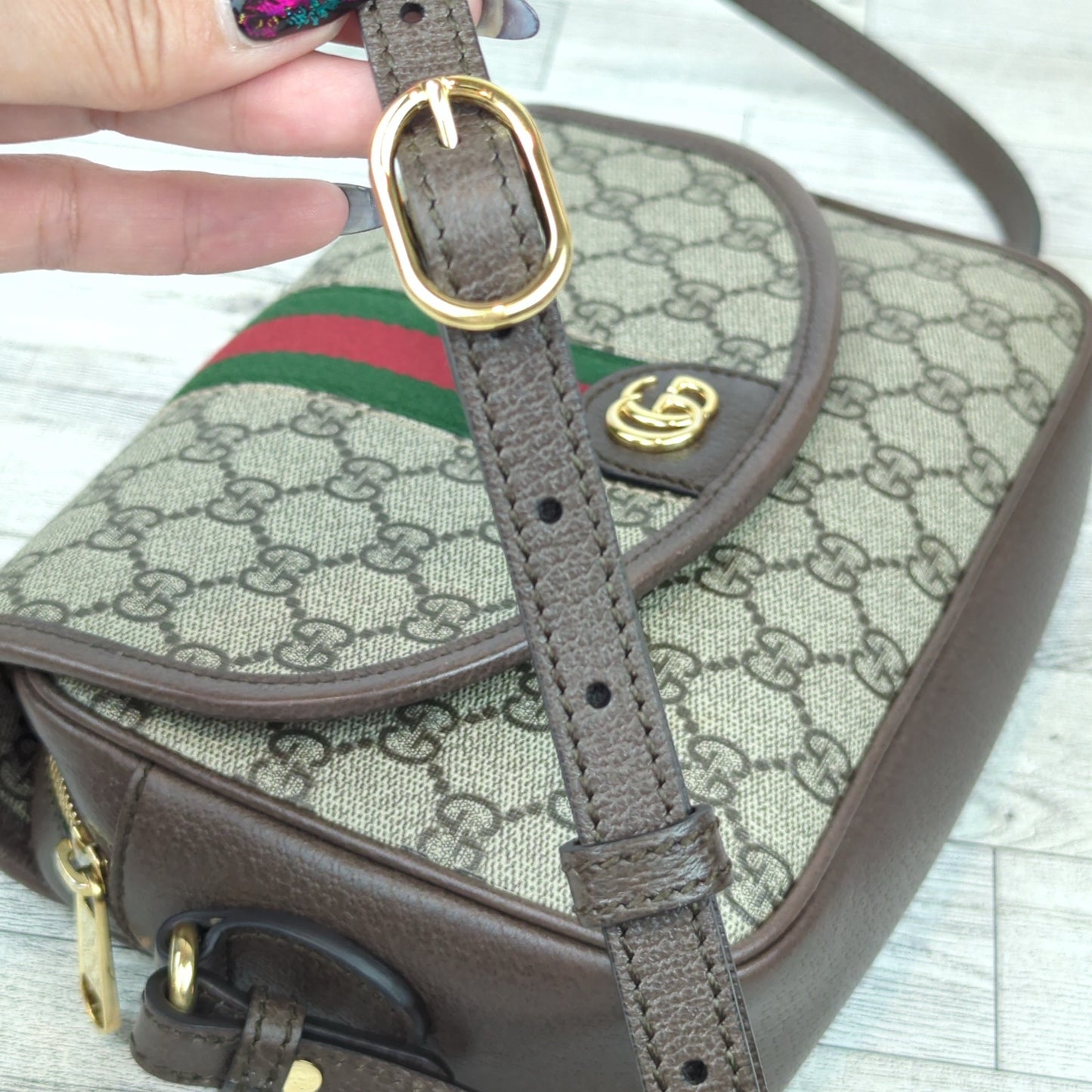 Gucci Embossed Initials Ophidia Shoulder Bag