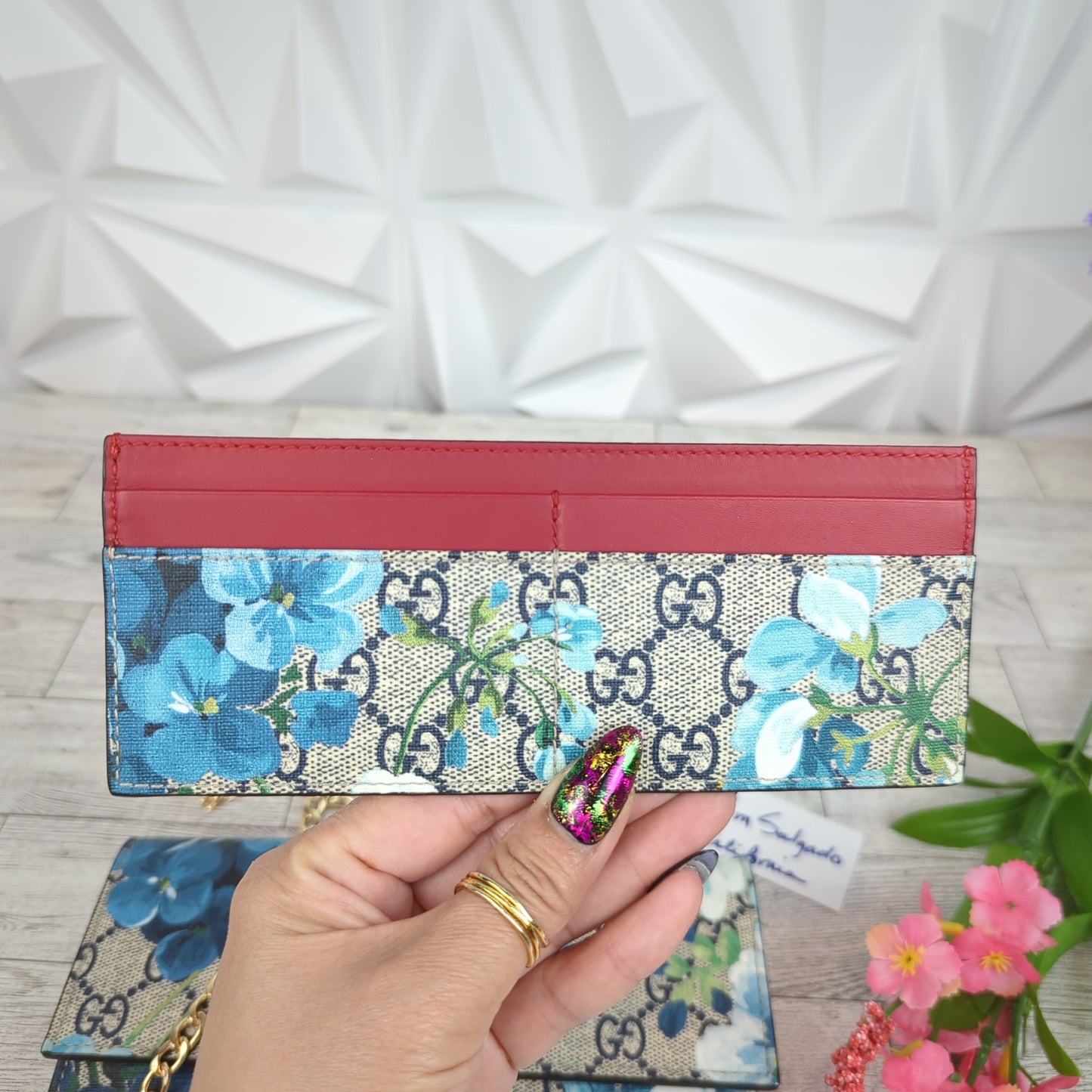 Gucci GG Supreme Blue Blooms Continental Wallet with Card Holder