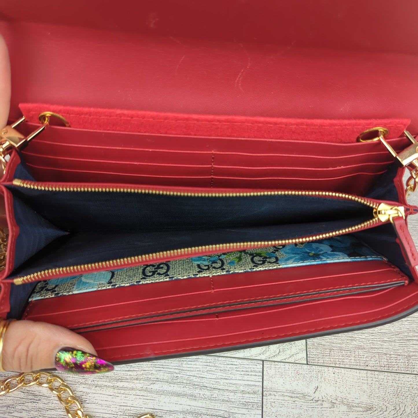 Gucci GG Supreme Blue Blooms Continental Wallet with Card Holder