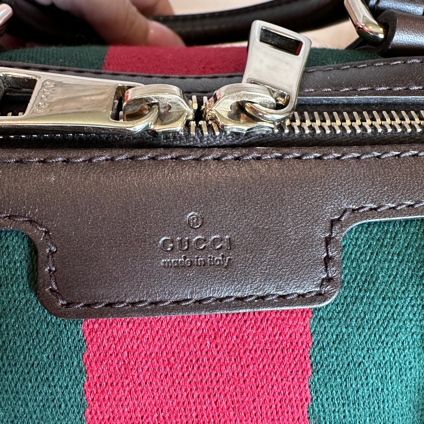 Gucci Original GG Small Boston Vintage Web Dark Brown