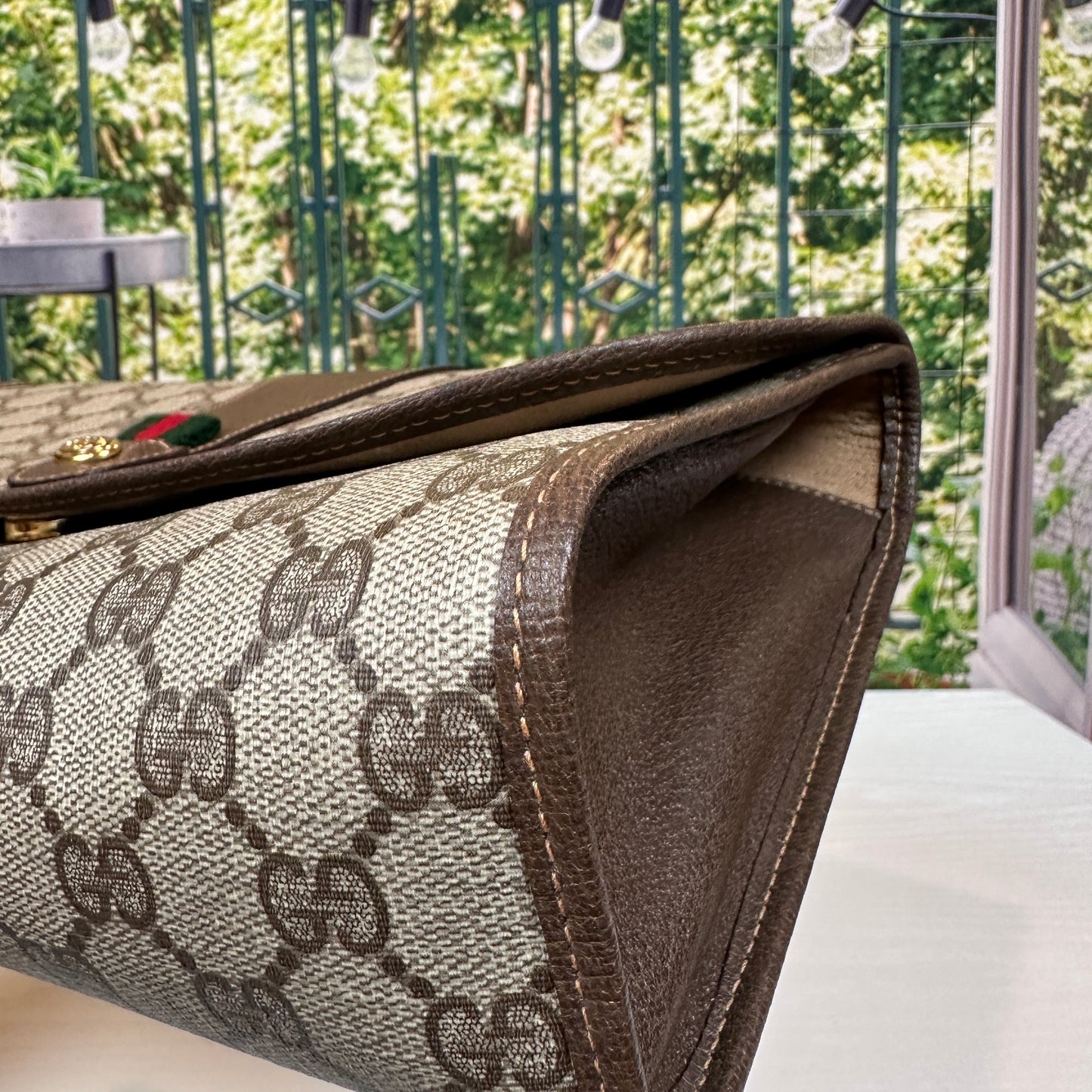 Gucci Brown GG Supreme Web Clutch Bag