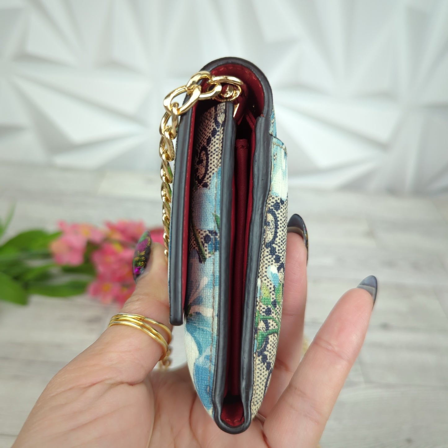 Gucci GG Supreme Blue Blooms Continental Wallet with Card Holder