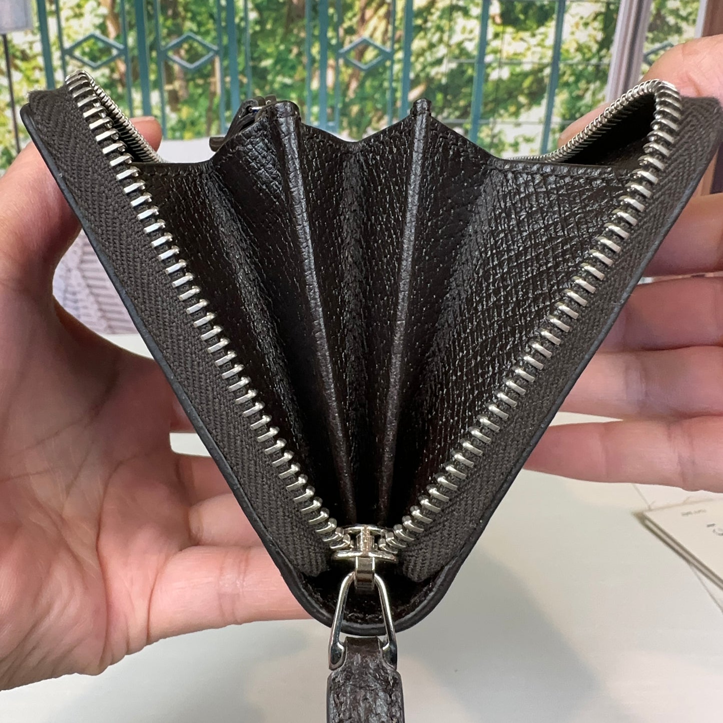 Gucci Dark Brown Grained Leather Zip Around Wallet