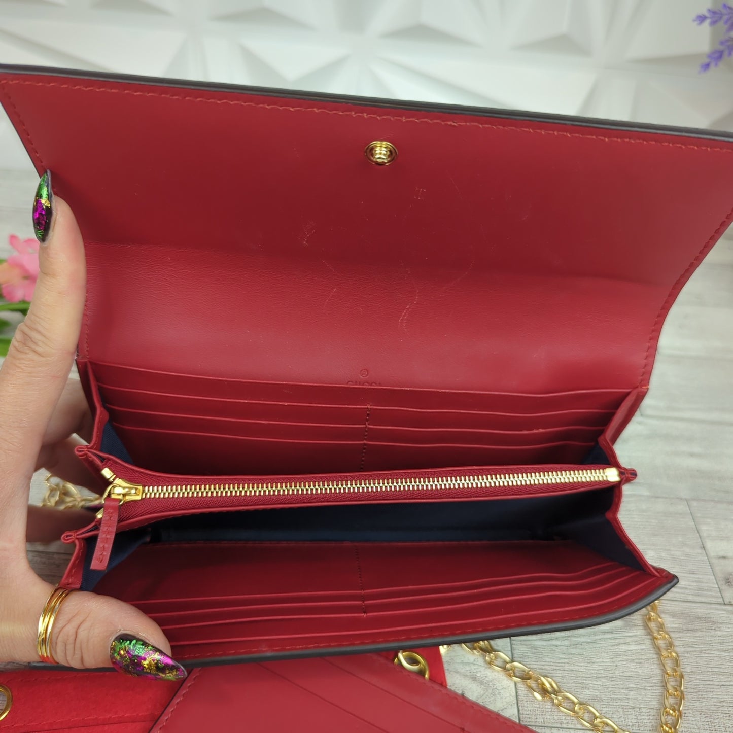 Gucci GG Supreme Blue Blooms Continental Wallet with Card Holder