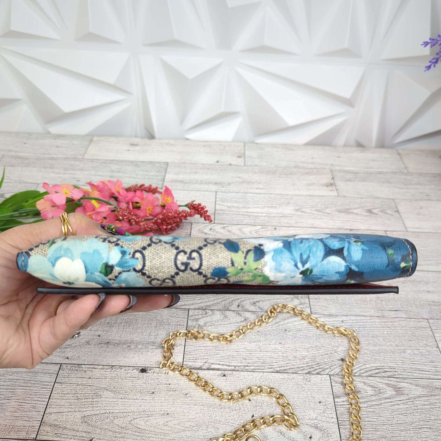 Gucci GG Supreme Blue Blooms Continental Wallet with Card Holder