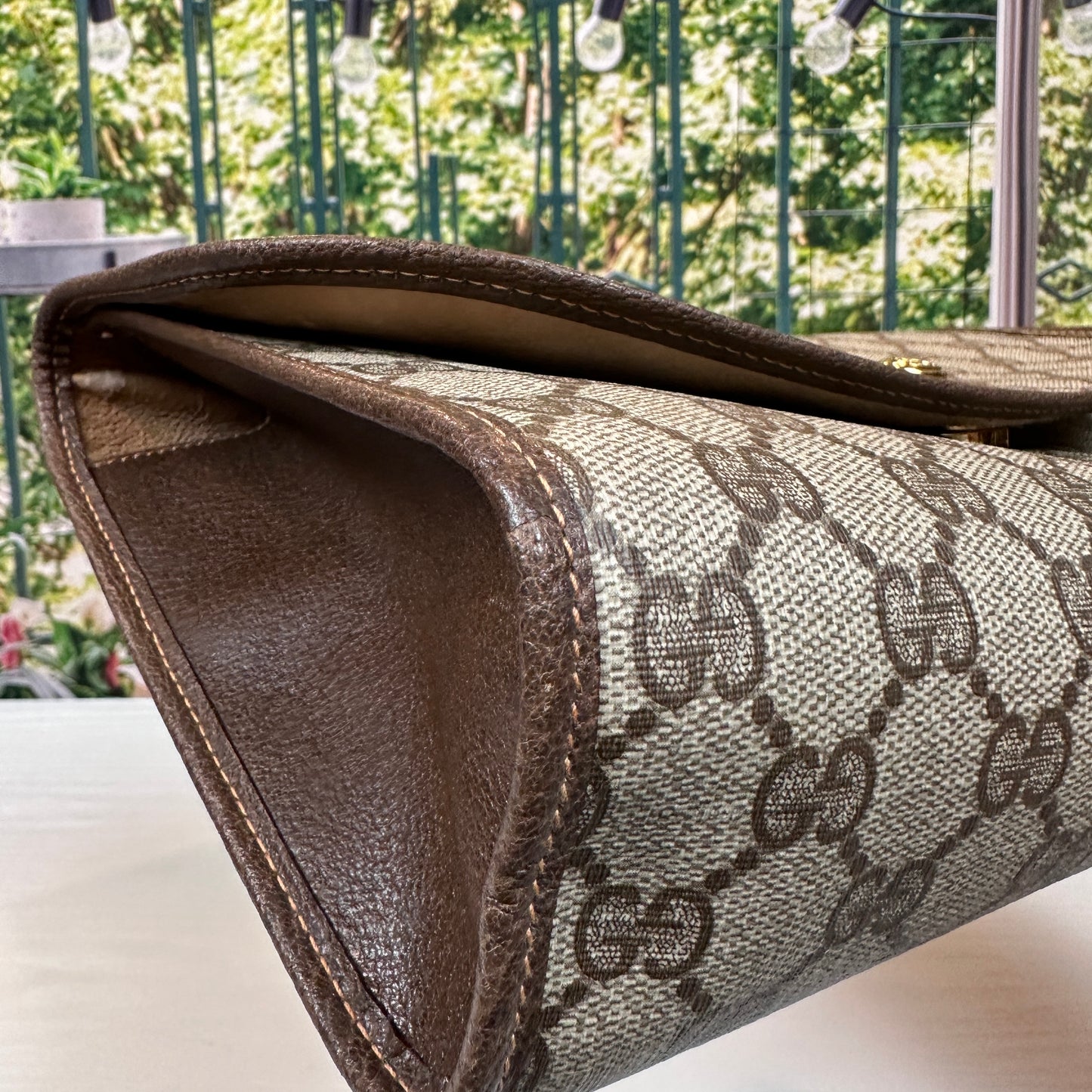 Gucci Brown GG Supreme Web Clutch Bag