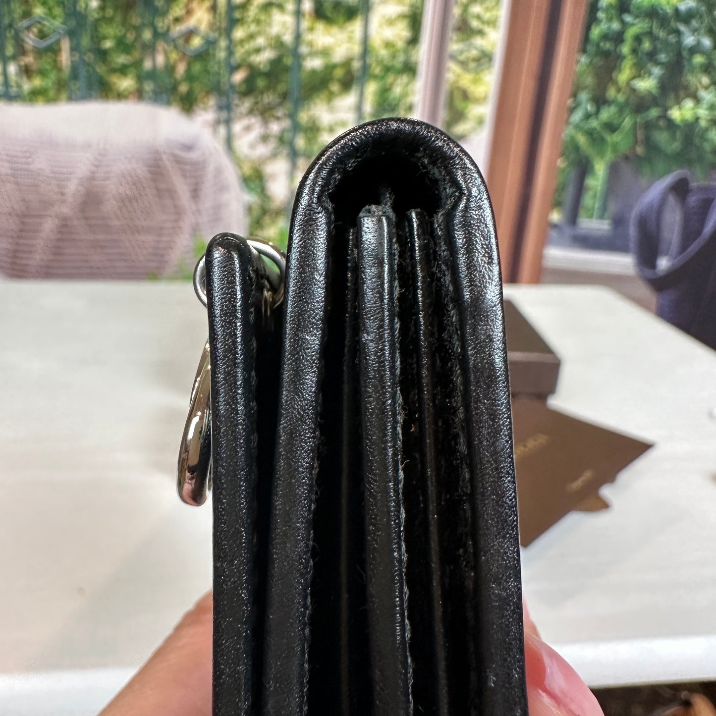 Gucci Black GG Imprime Coated Canvas Wallet on Chain