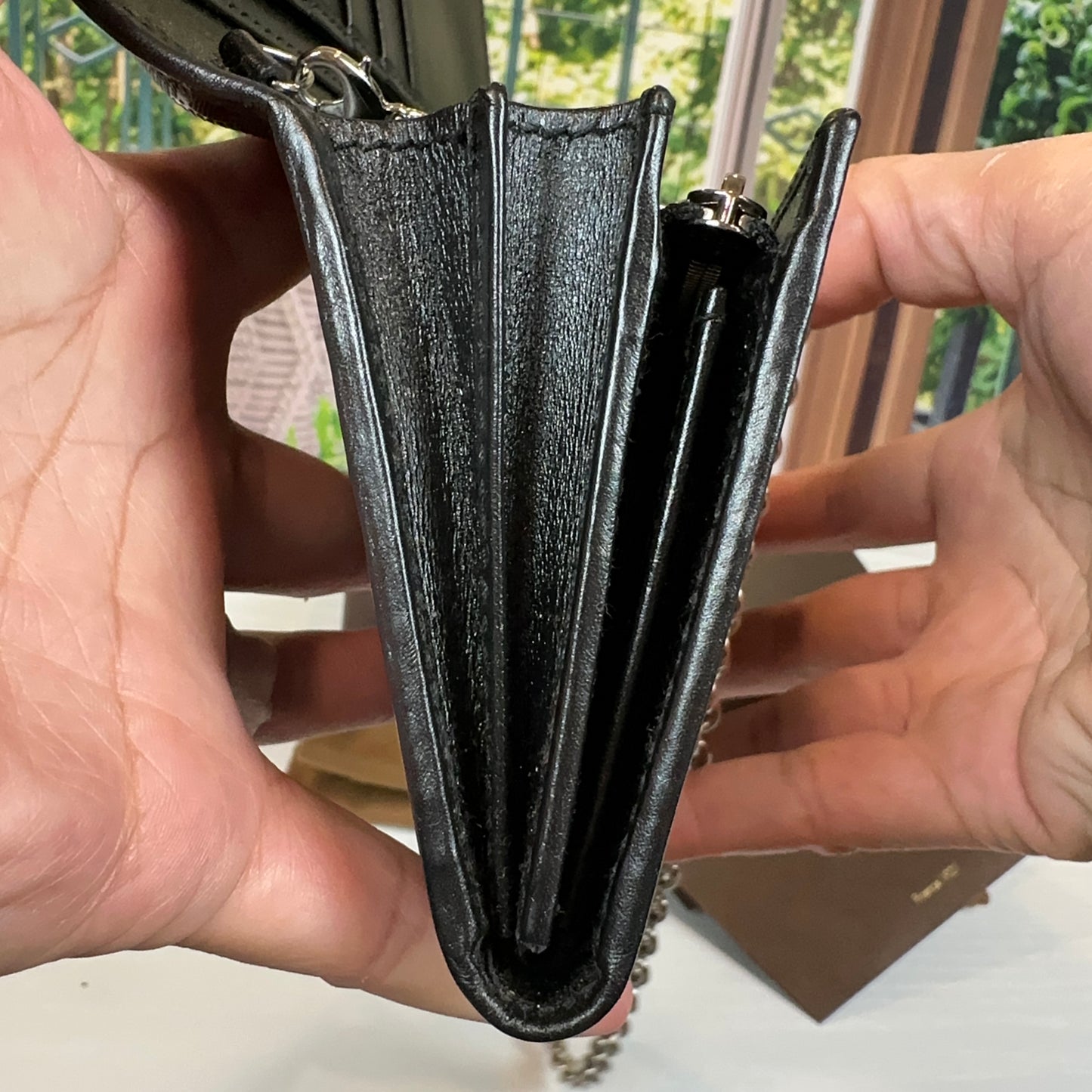 Gucci Black GG Imprime Coated Canvas Wallet on Chain