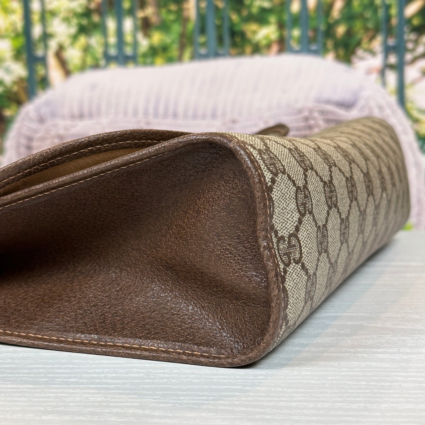 Gucci Brown GG Supreme Web Clutch Bag