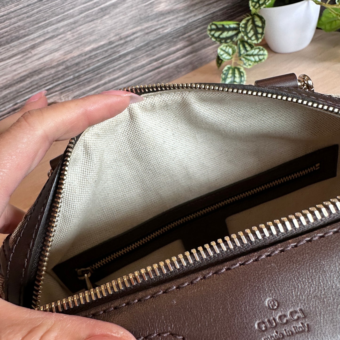 Gucci Original GG Small Boston Vintage Web Dark Brown