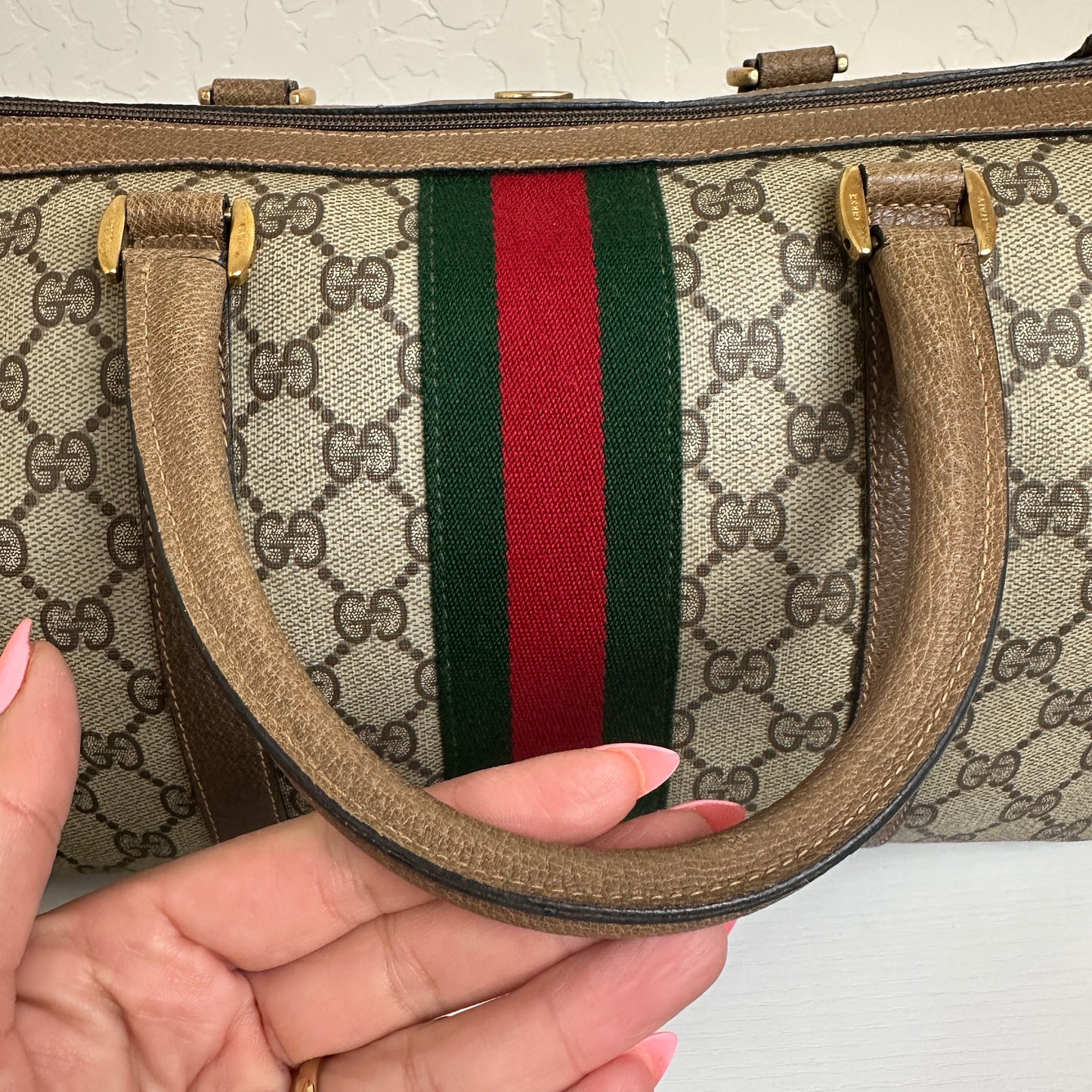 Gucci Vintage Supreme Sherry Boston Bag