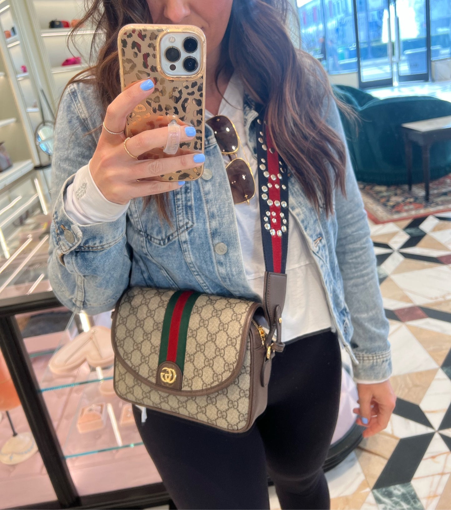 Gucci Embossed Initials Ophidia Shoulder Bag