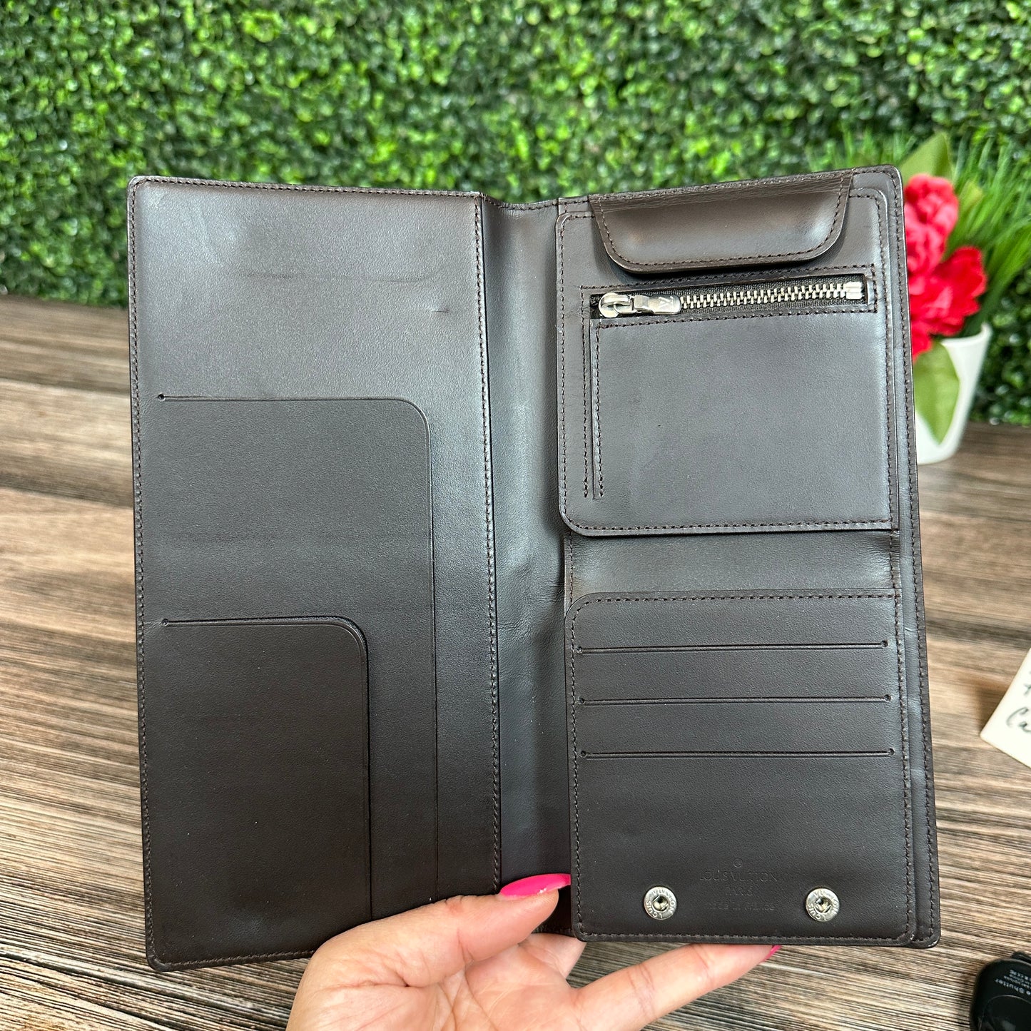 Louis Vuitton Monogram Glace Portefeuille Double Wallet in Cafe
