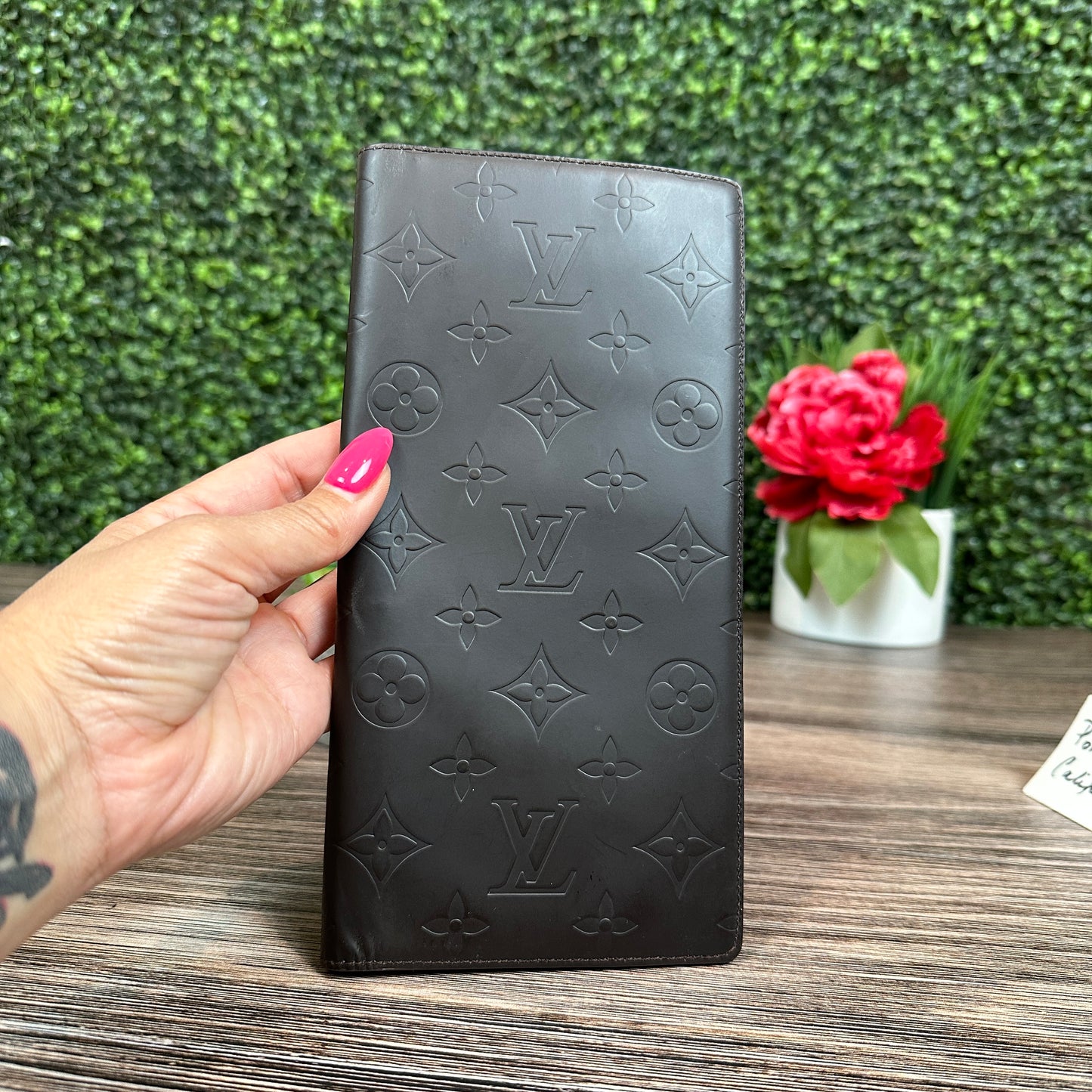Louis Vuitton Monogram Glace Portefeuille Double Wallet in Cafe