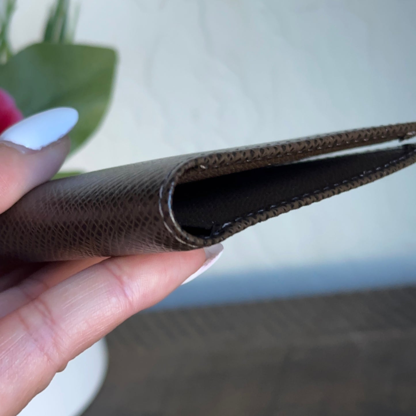 Louis Vuitton Taiga Dark Brown Leather Checkbook Cover