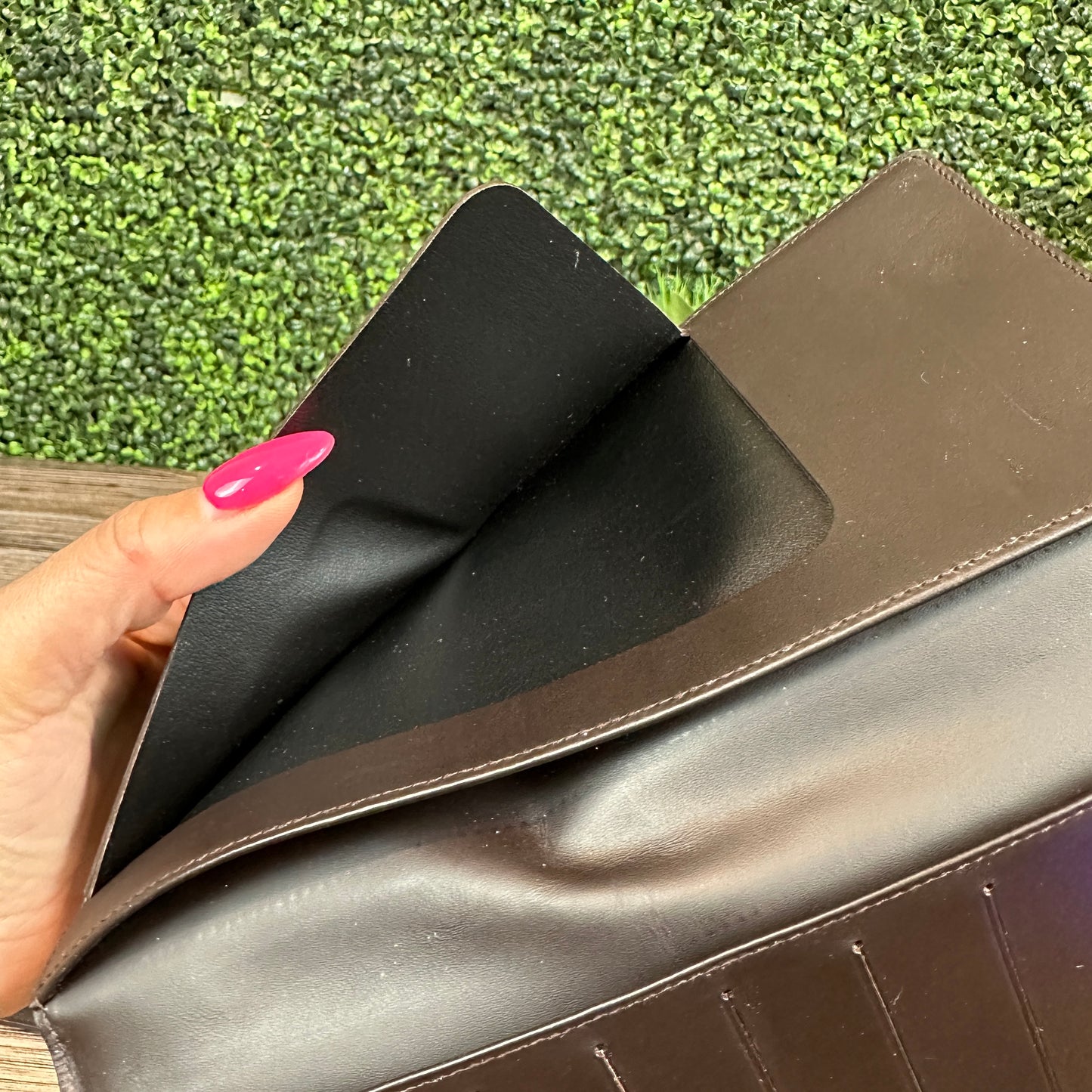 Louis Vuitton Monogram Glace Portefeuille Double Wallet in Cafe
