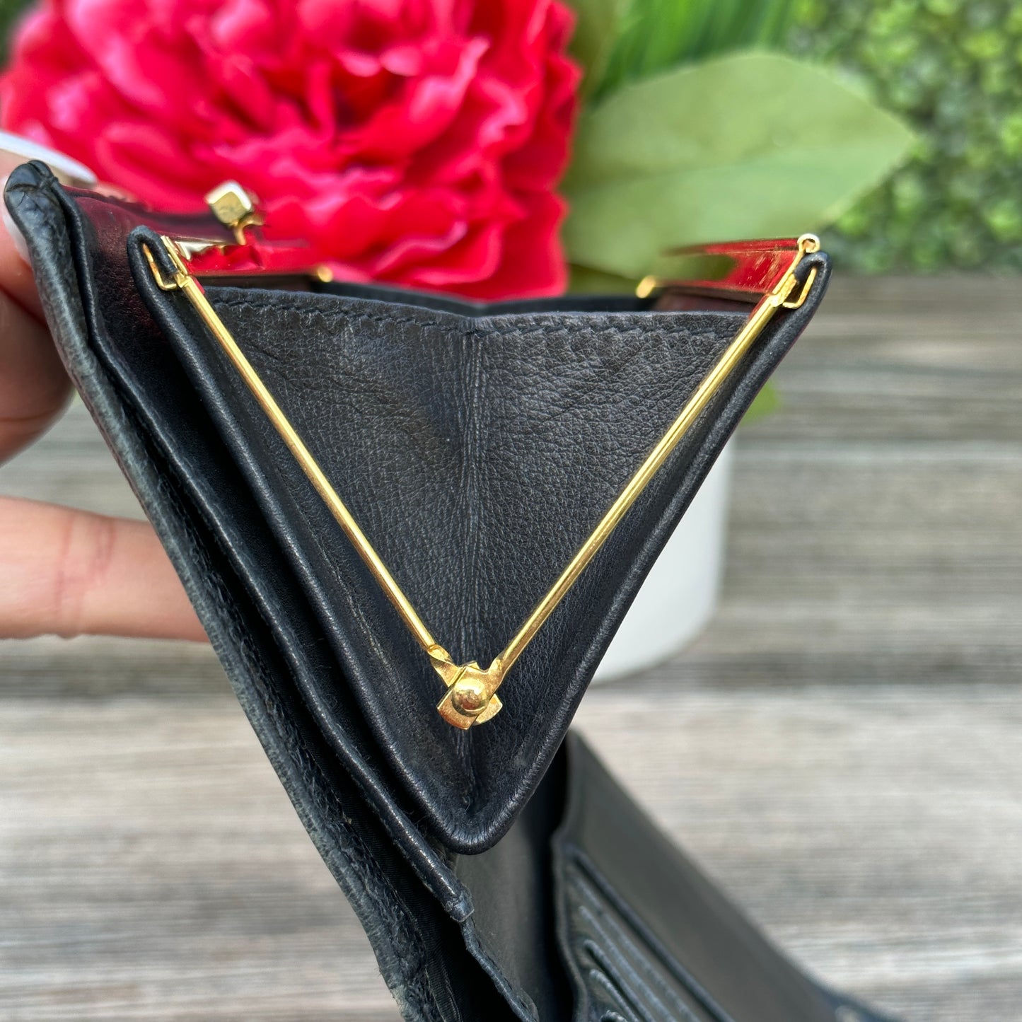 Chanel Black Caviar Leather Vintage Timeless CC French Wallet