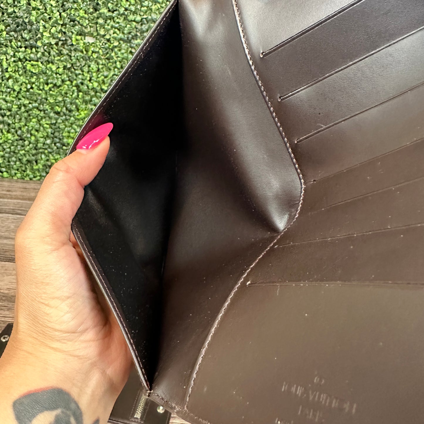 Louis Vuitton Monogram Glace Portefeuille Double Wallet in Cafe