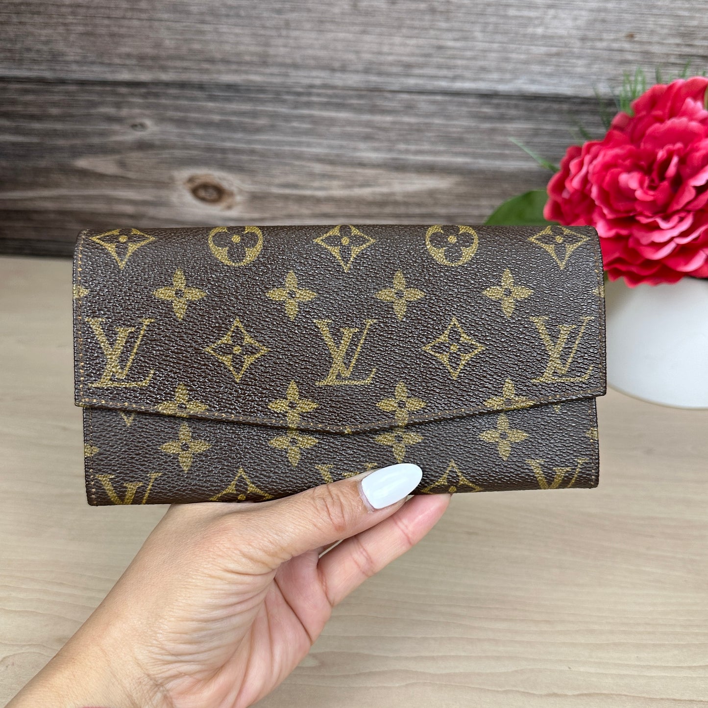 Louis Vuitton Vintage Envelope Flap Wallet Monogram Canvas
