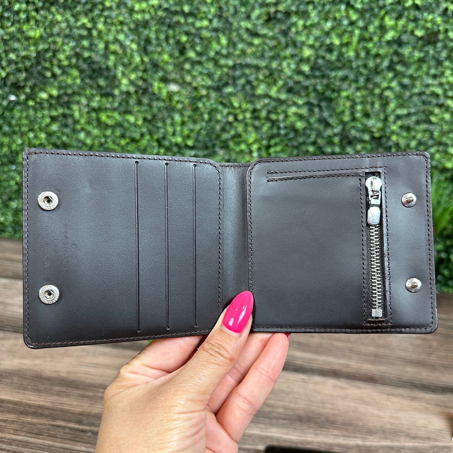 Louis Vuitton Monogram Glace Portefeuille Double Wallet in Cafe