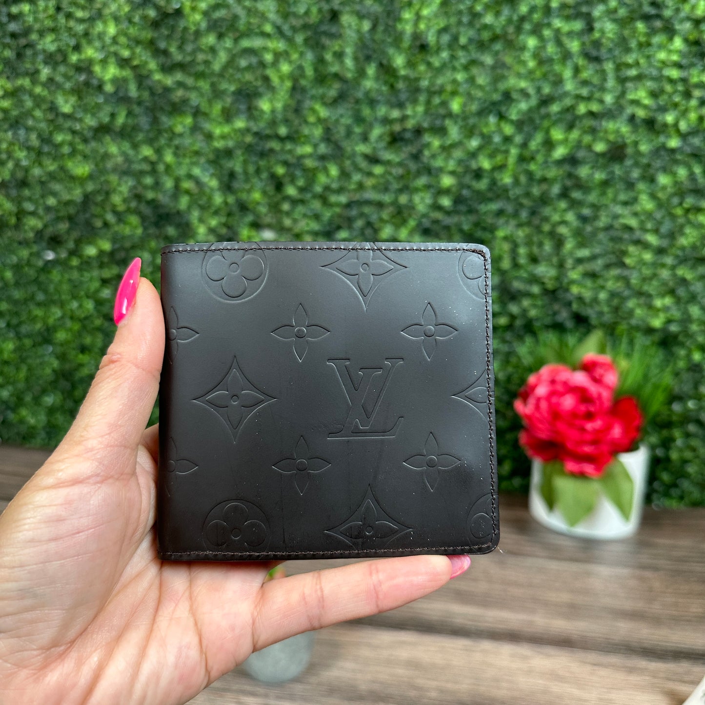 Louis Vuitton Monogram Glace Portefeuille Double Wallet in Cafe