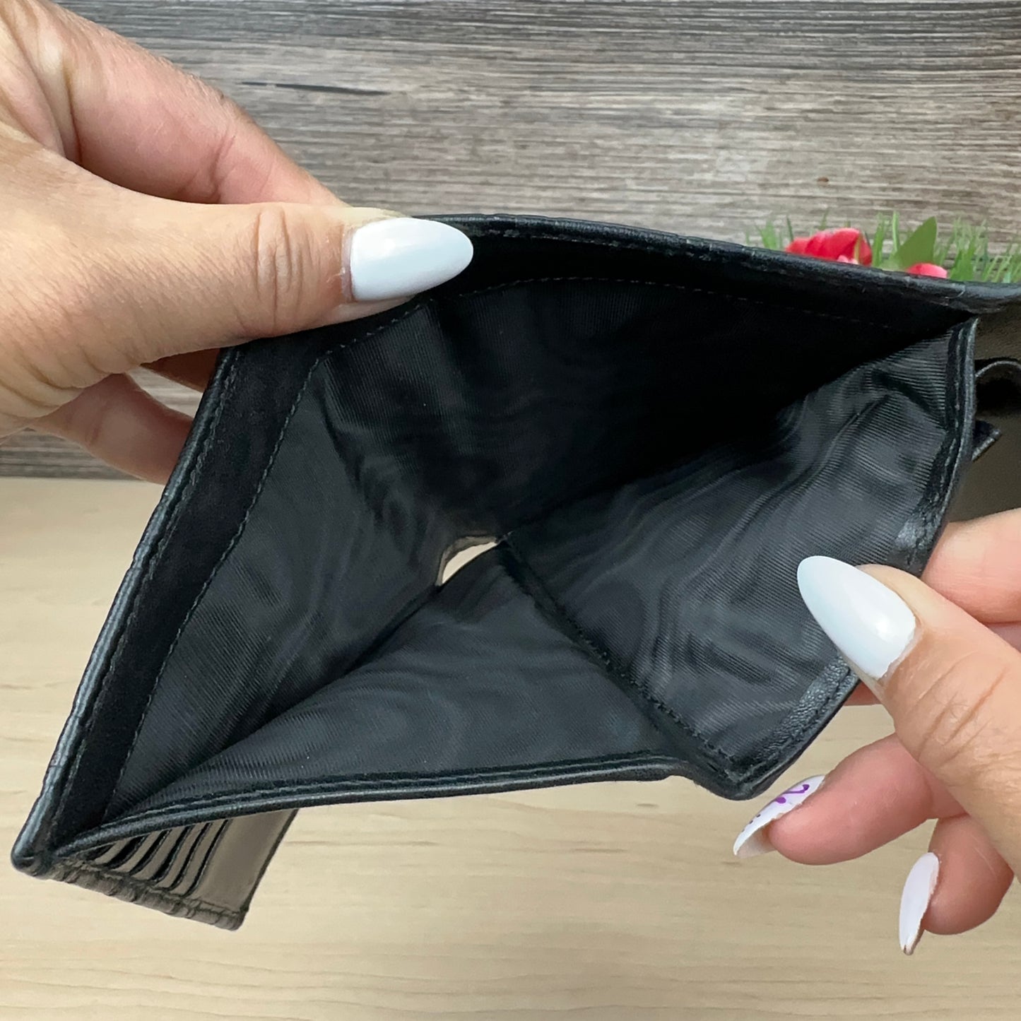 Gucci Black Micro GG Tri-fold Compact Wallet