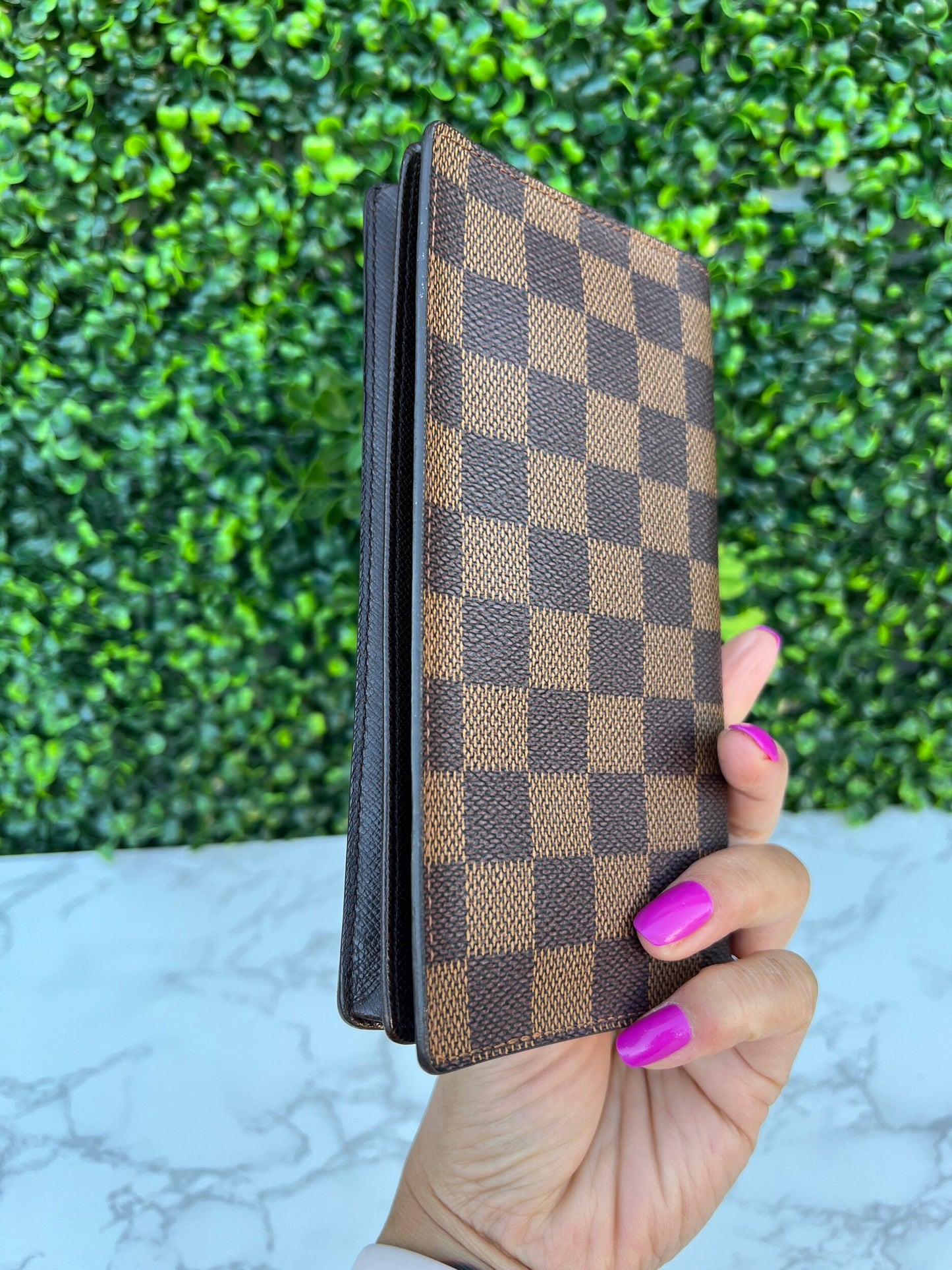 Damier Ebene Checkbook Credit Card and Currency Wallet