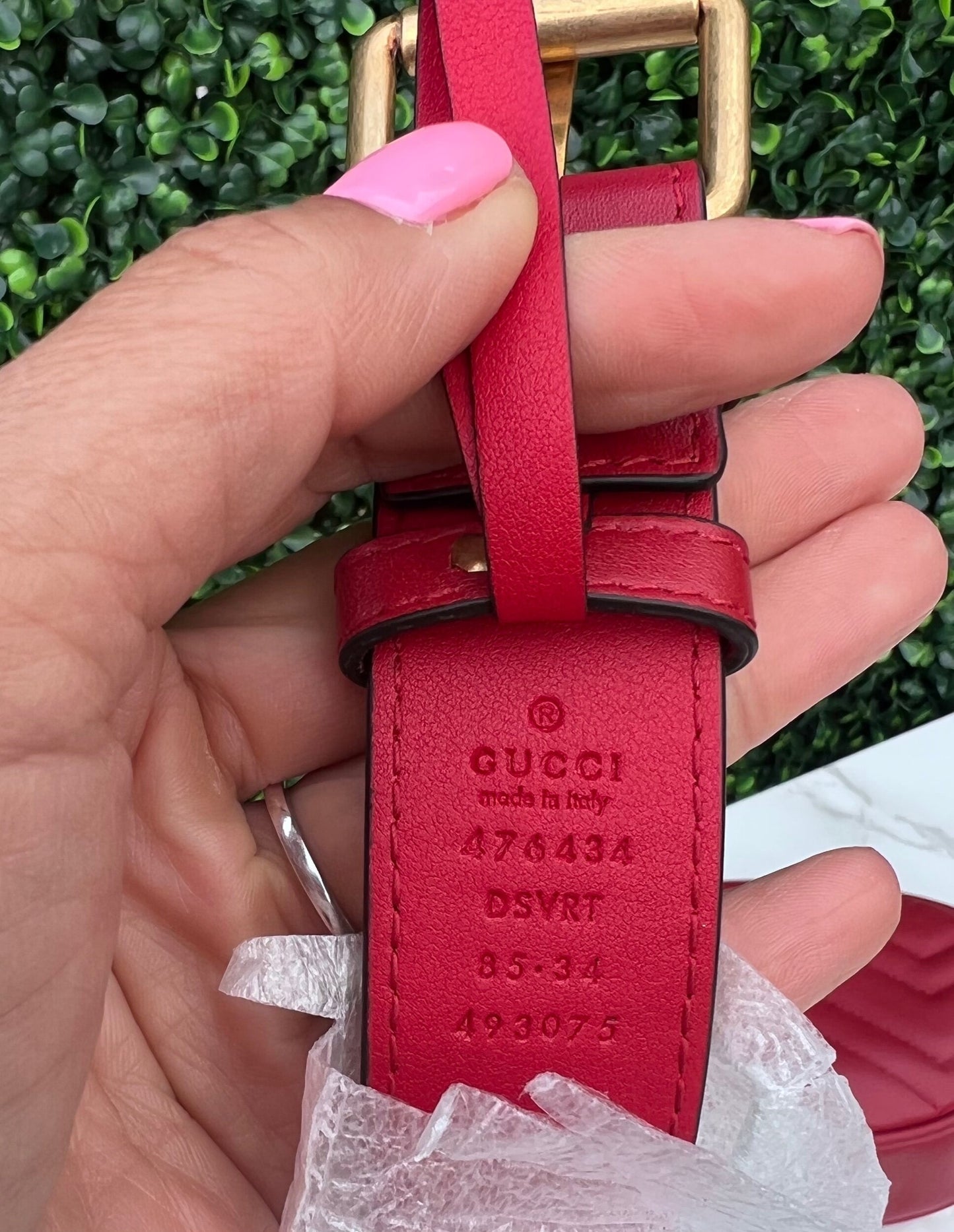 Calfskin Matelasse GG Marmont Belt Bag 85 34 Hibiscus Red