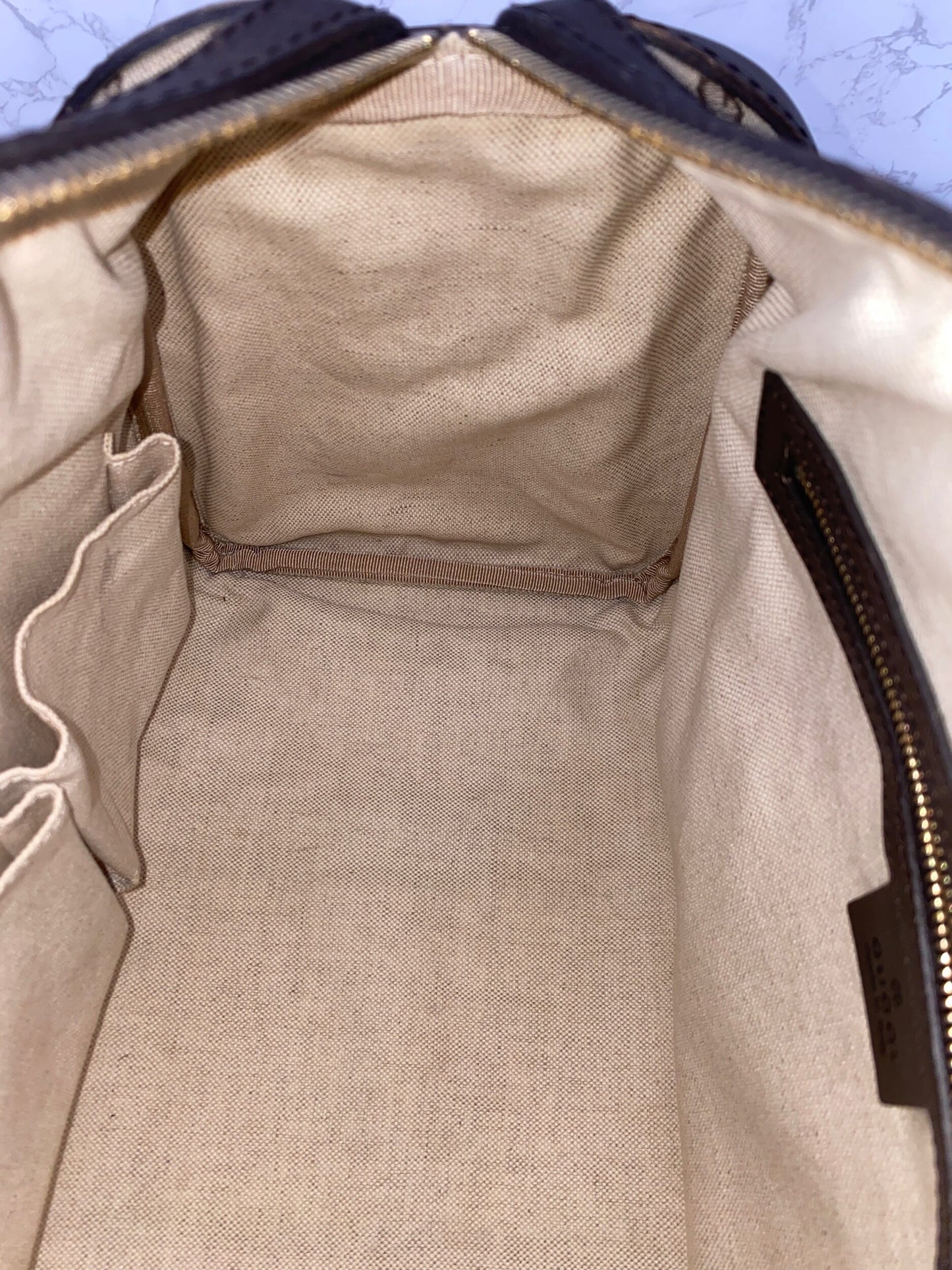 Gucci Boston Bag Medium Beige Red/Green Trim