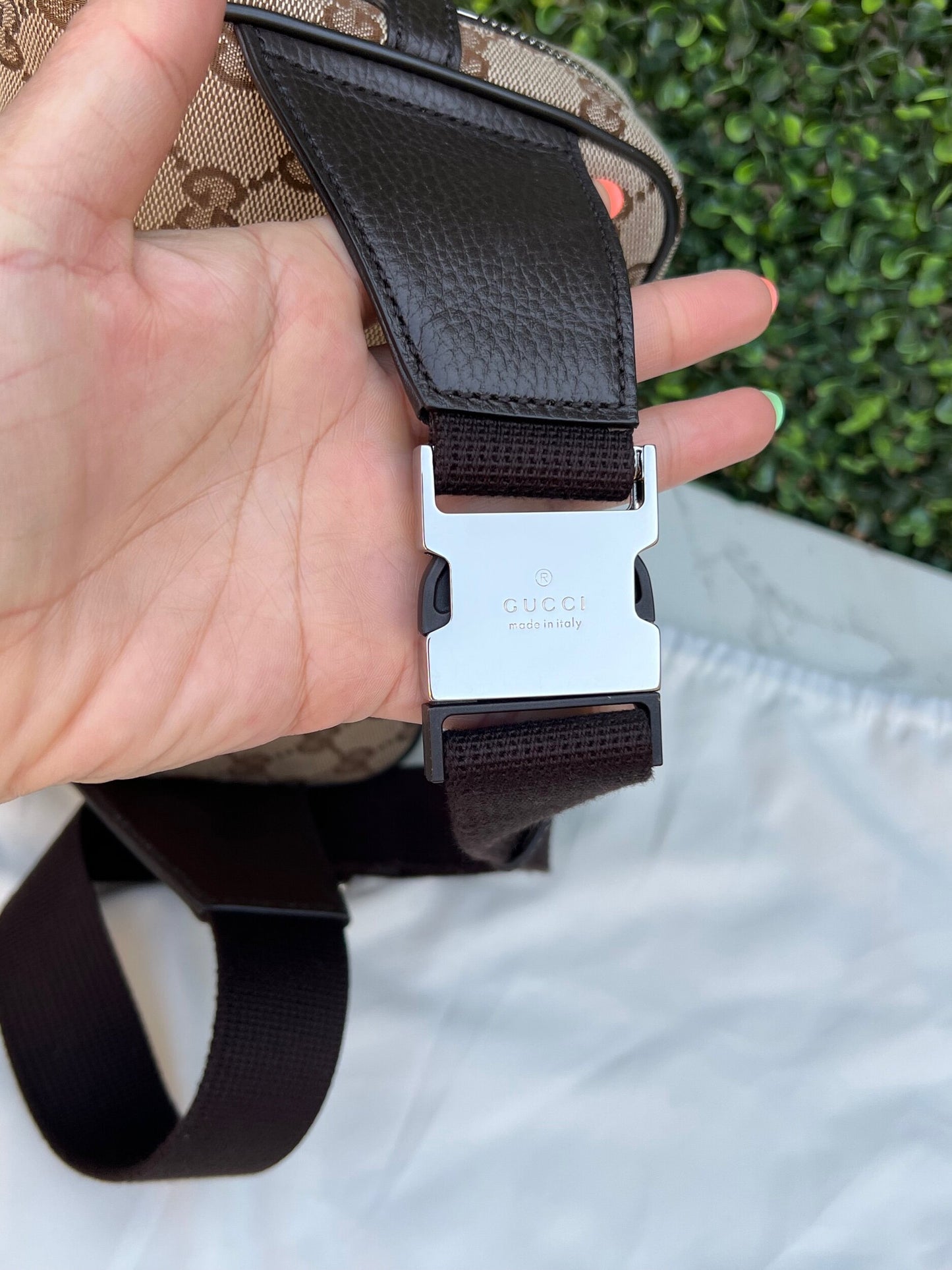 Authentic Preowned Gucci Canvas Monogram Belt Bag Dark Brown