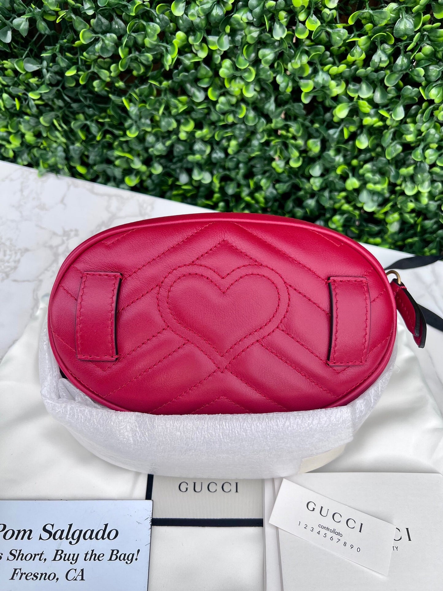 Calfskin Matelasse GG Marmont Belt Bag 85 34 Hibiscus Red