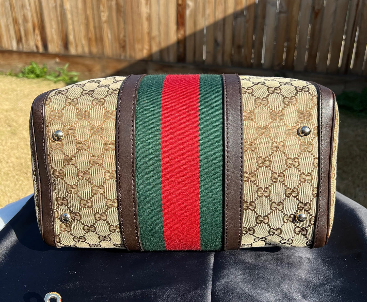 GG Vintage Web Medium Boston Dark Brown w/Strap