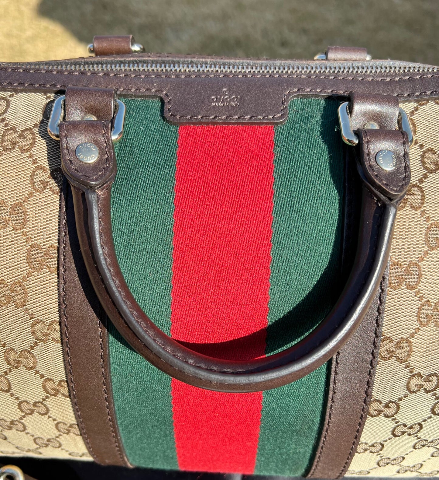 GG Vintage Web Medium Boston Dark Brown w/Strap