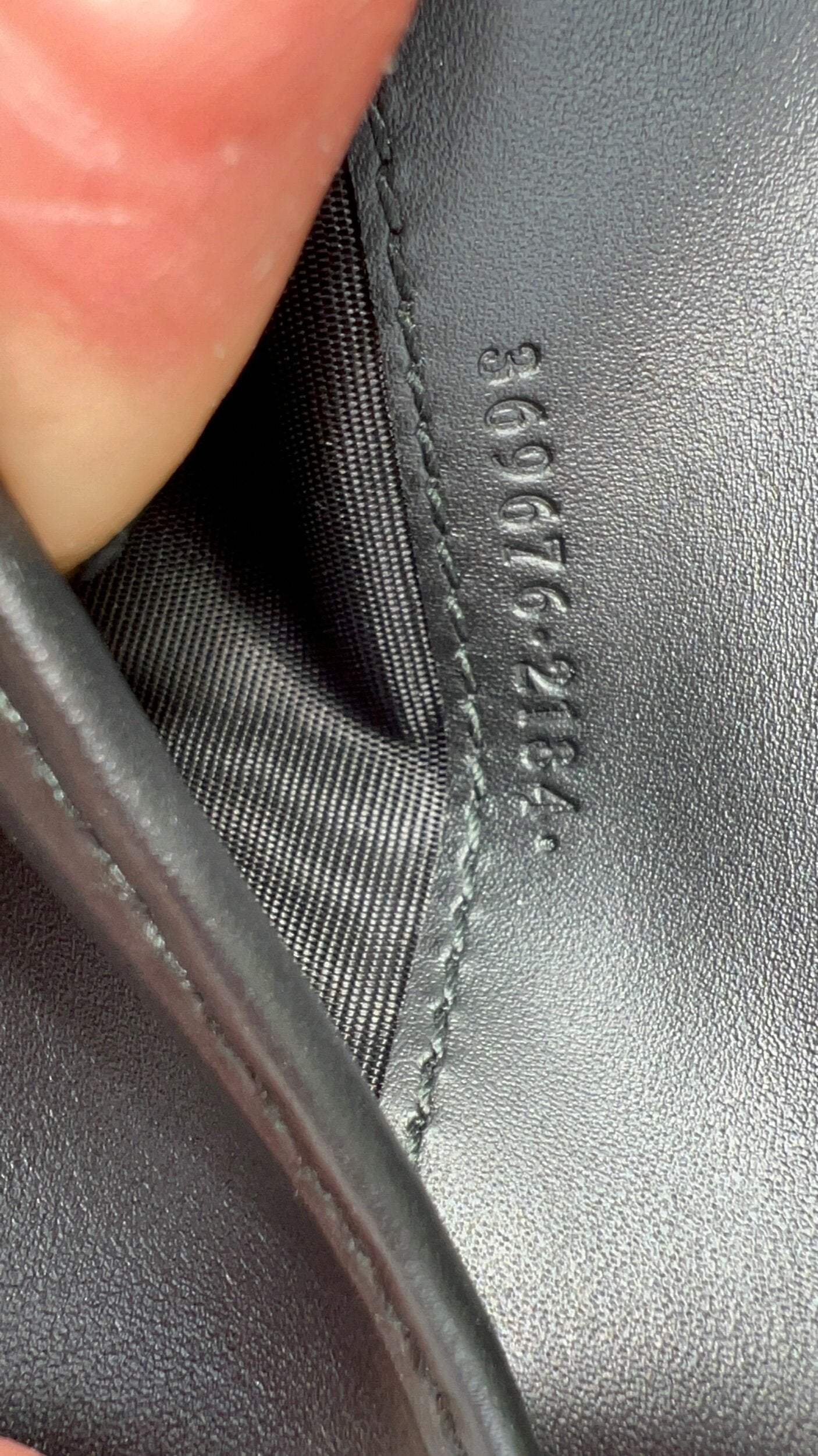 GG Black Leather French Compact Wallet