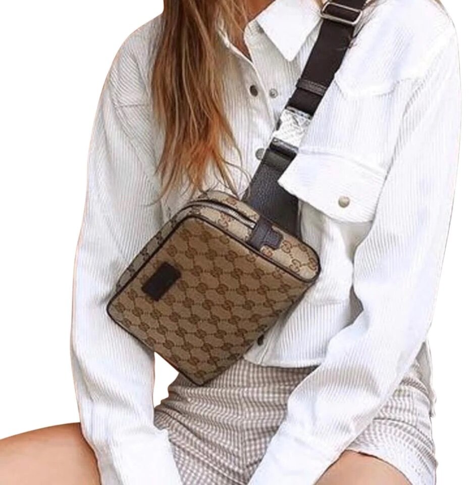 Authentic Preowned Gucci Canvas Monogram Belt Bag Dark Brown