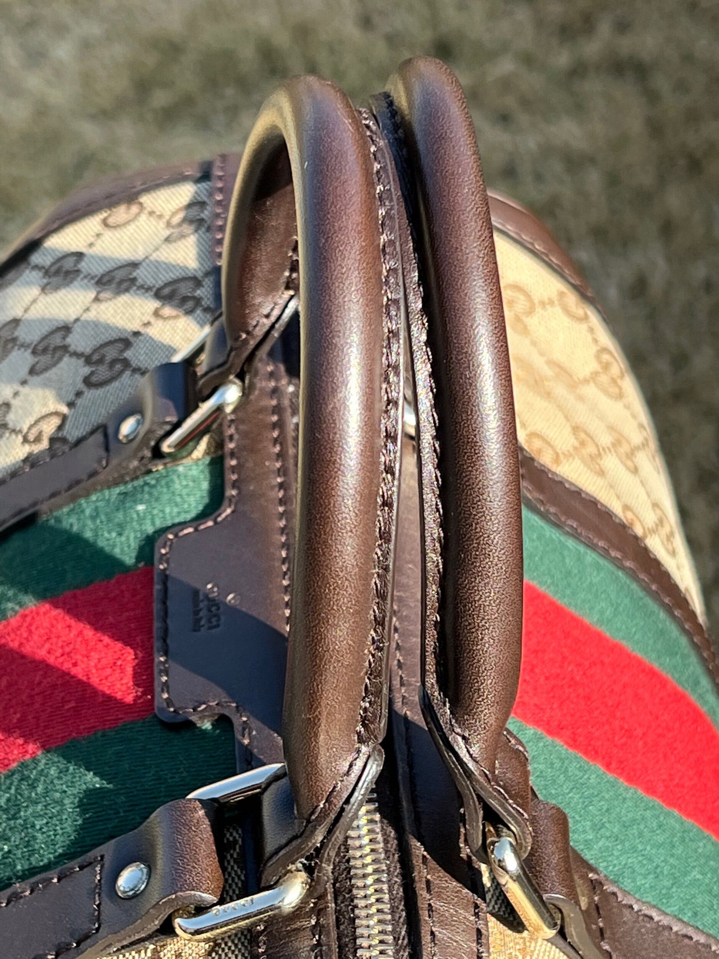 GG Vintage Web Medium Boston Dark Brown w/Strap