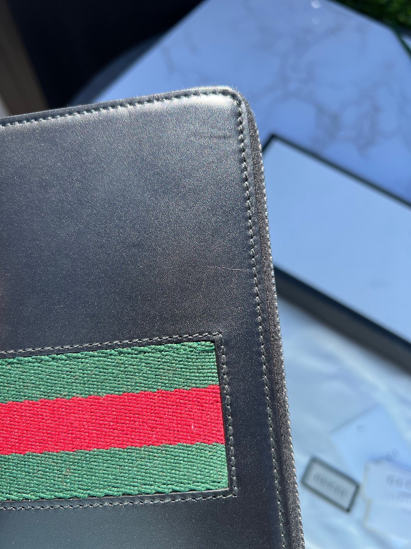 GG Web Zip Around Wallet Leather Black