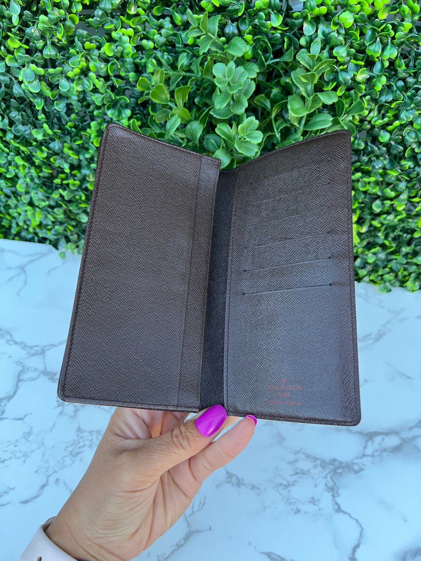 Damier Ebene Checkbook Credit Card and Currency Wallet