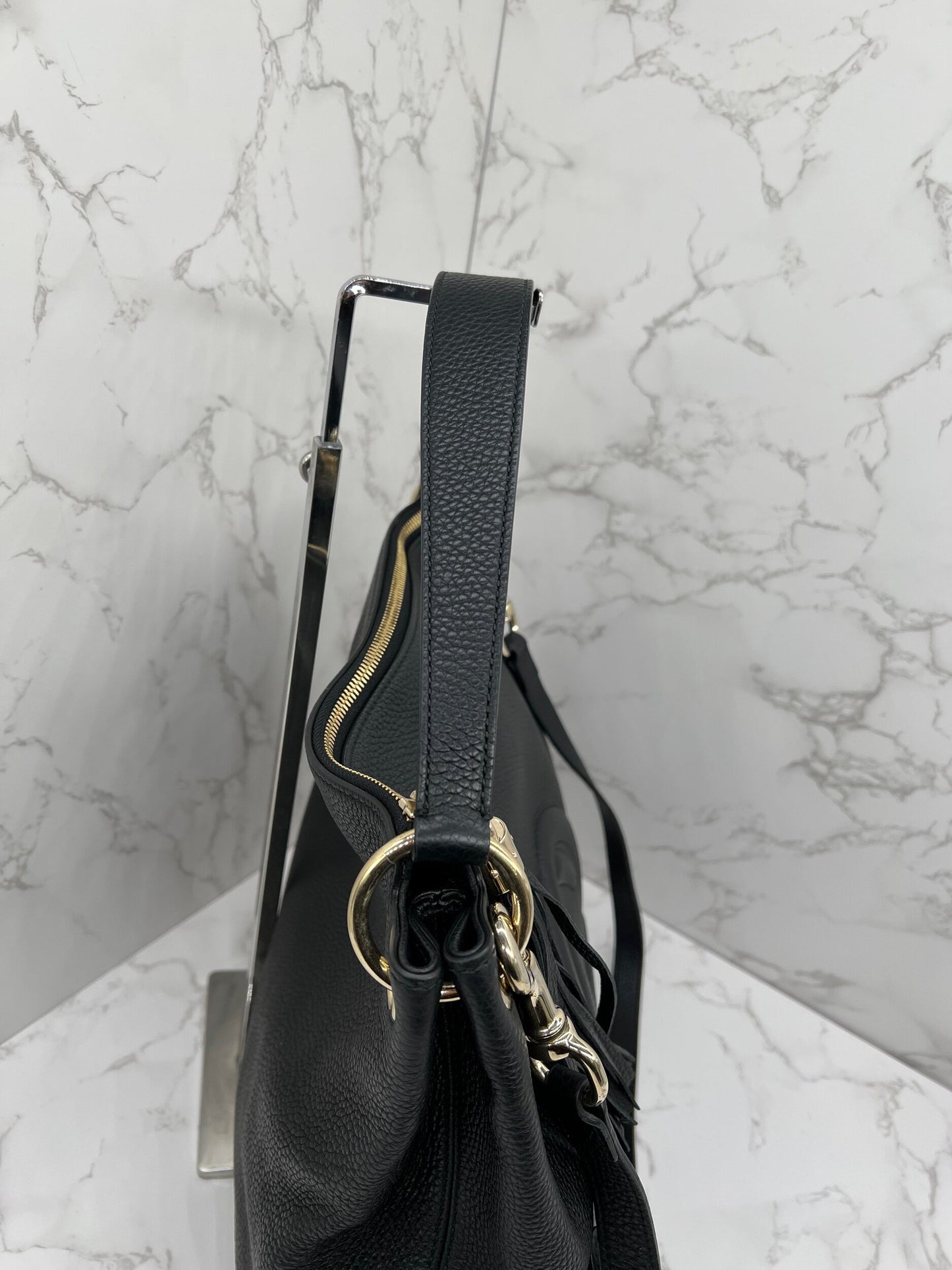 GG Pebbled Leather Soho Hobo Bag Red