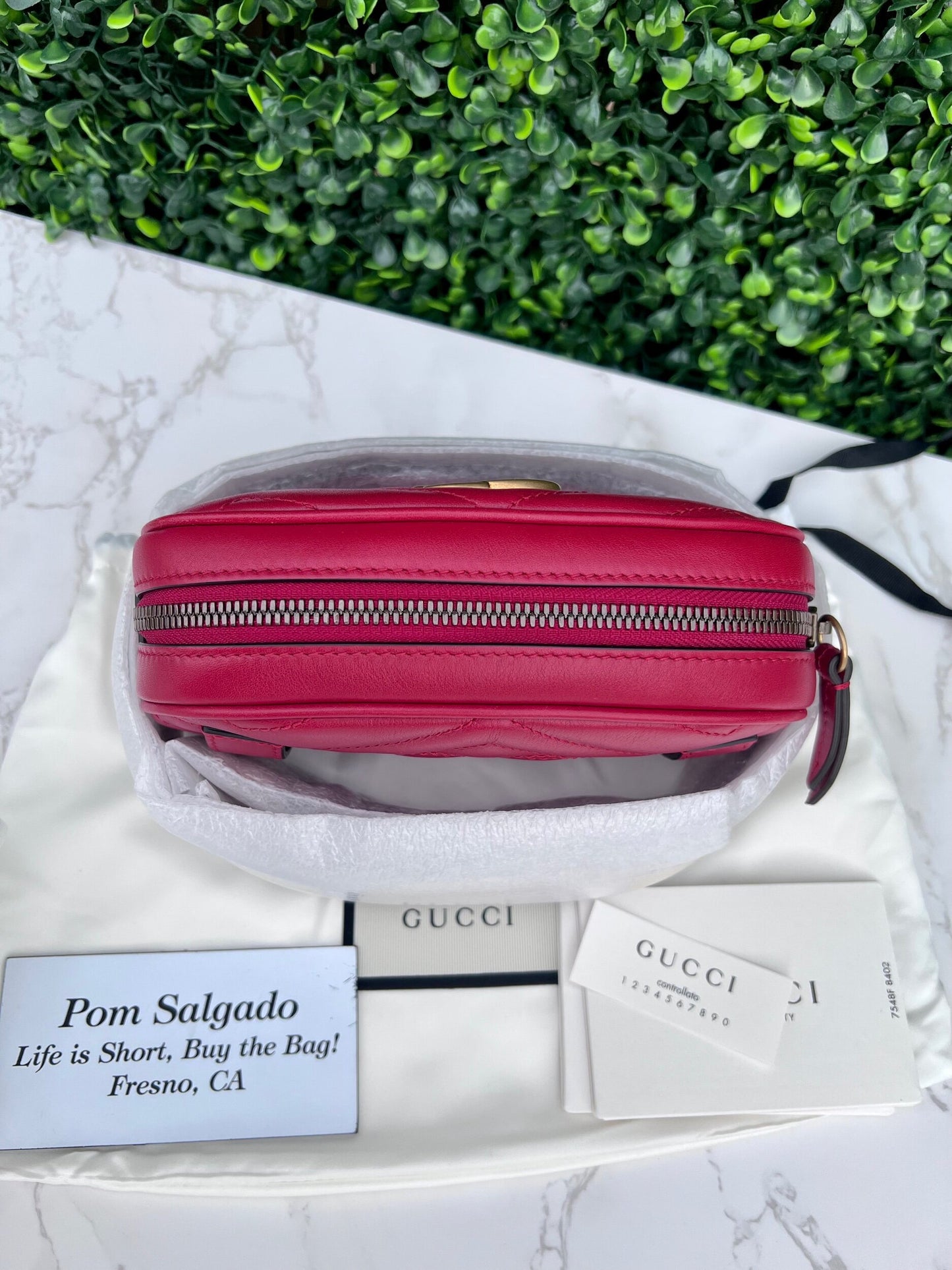 Calfskin Matelasse GG Marmont Belt Bag 85 34 Hibiscus Red