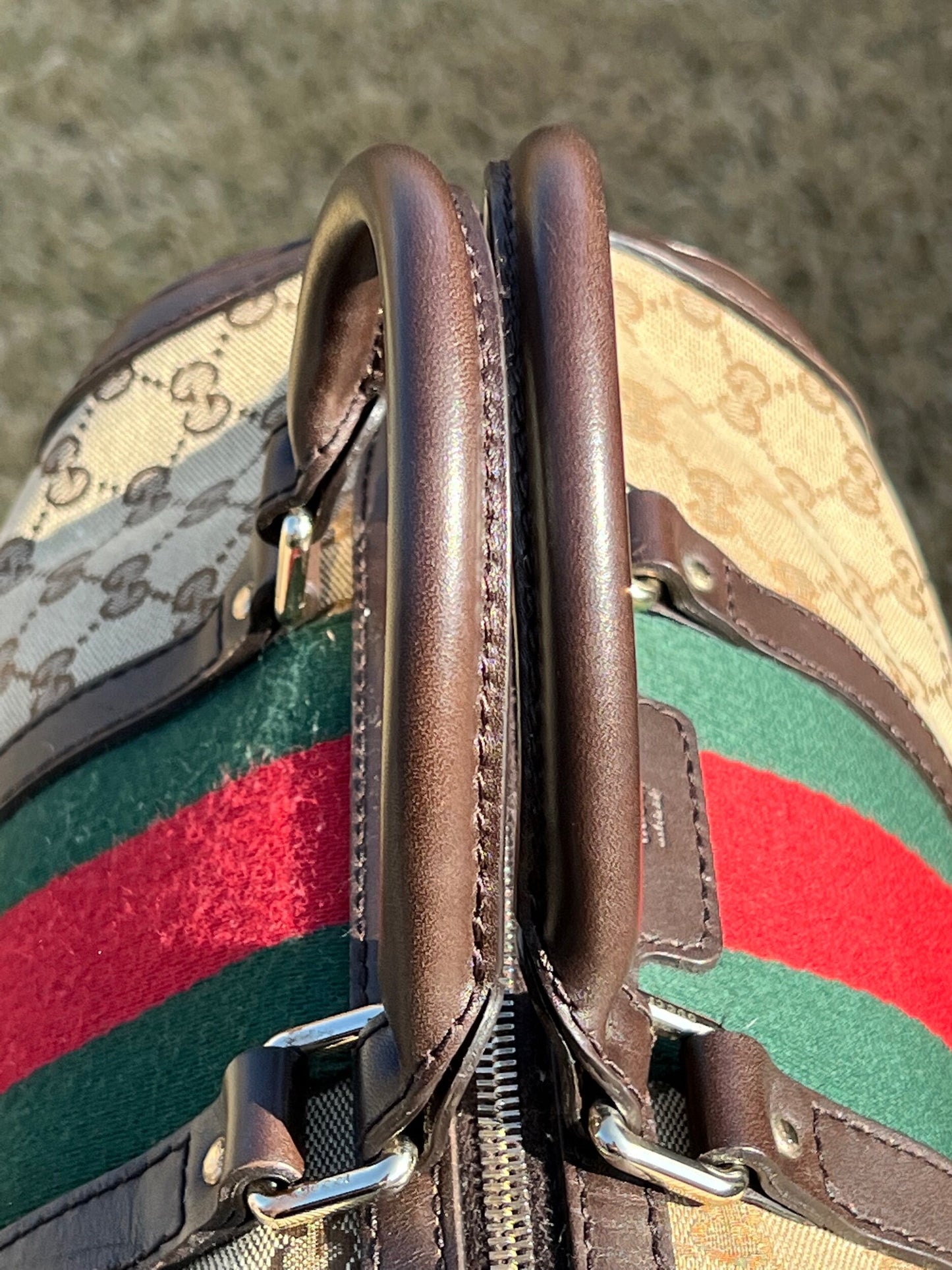 GG Vintage Web Medium Boston Dark Brown w/Strap