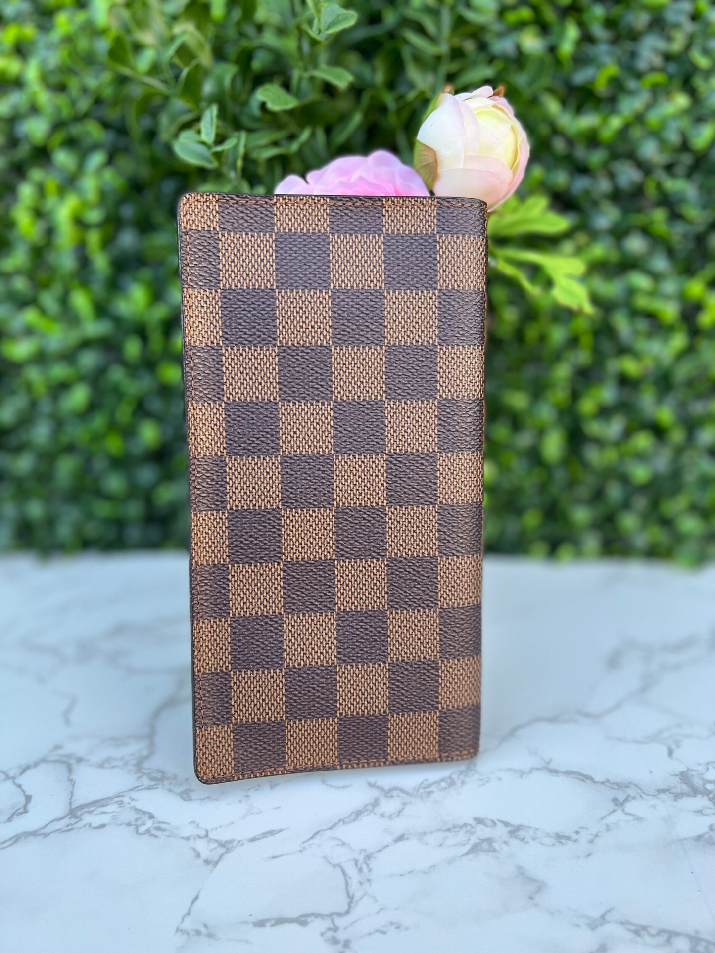 Damier Ebene Checkbook Credit Card and Currency Wallet